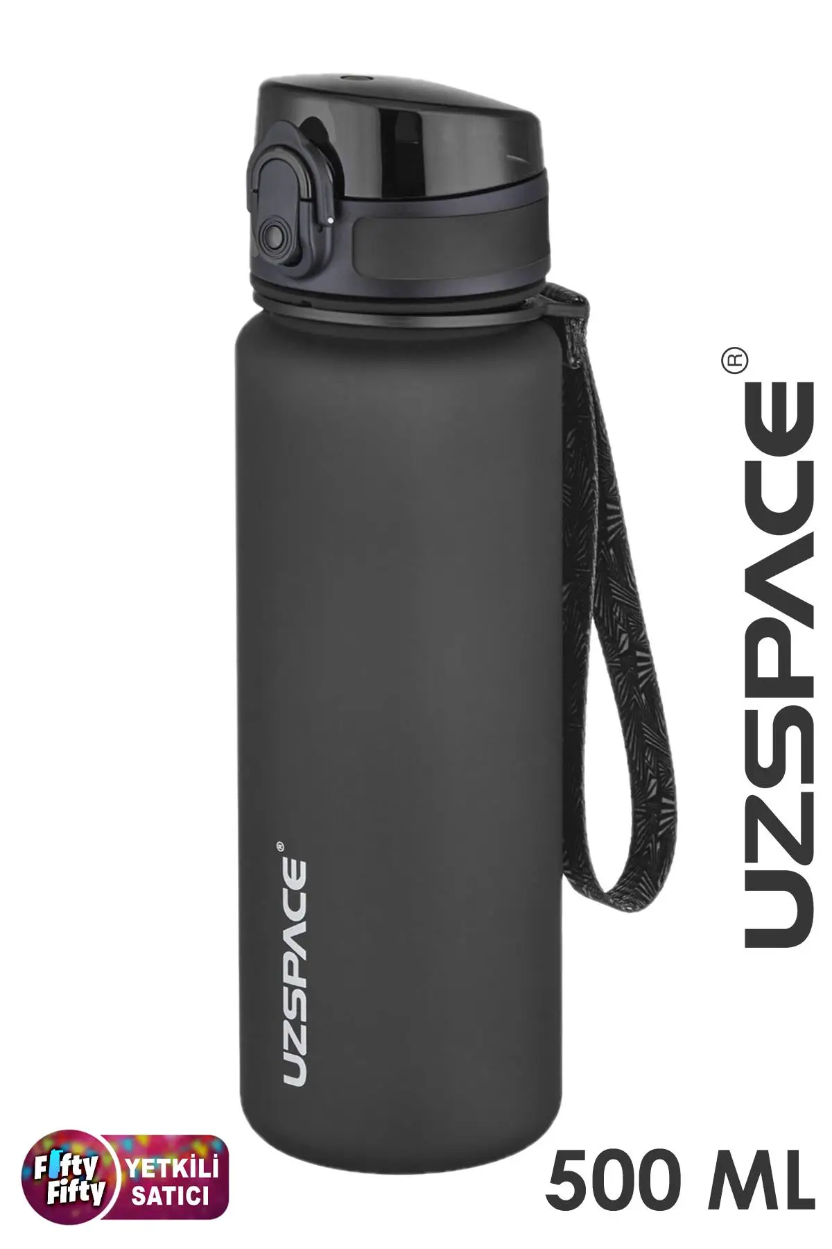 Uzspace 500 ml Tritan Su Matarası 13 farklı Renk Softtouch - Siyah