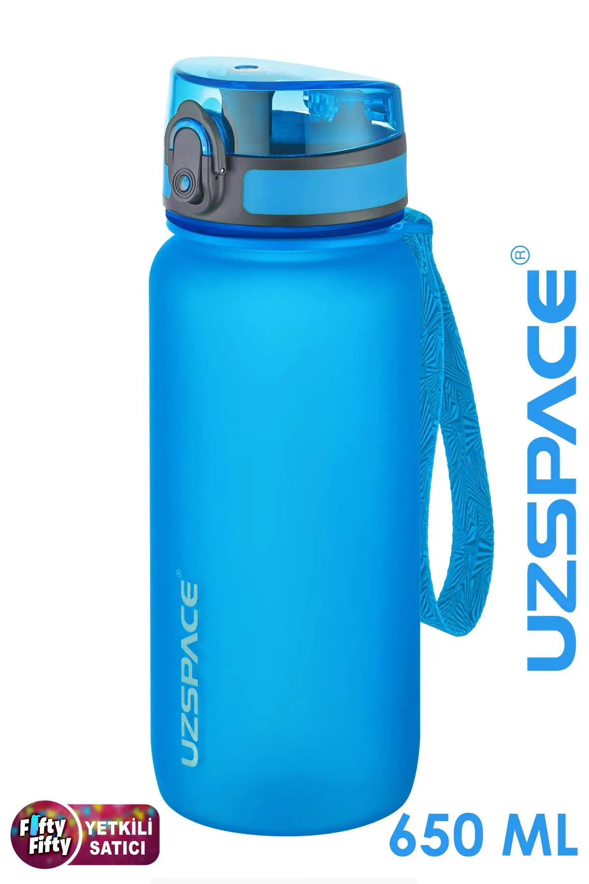 Uzspace 650 ml Tritan Su Matarası 14 Farklı Renk Softtouch - Mavi