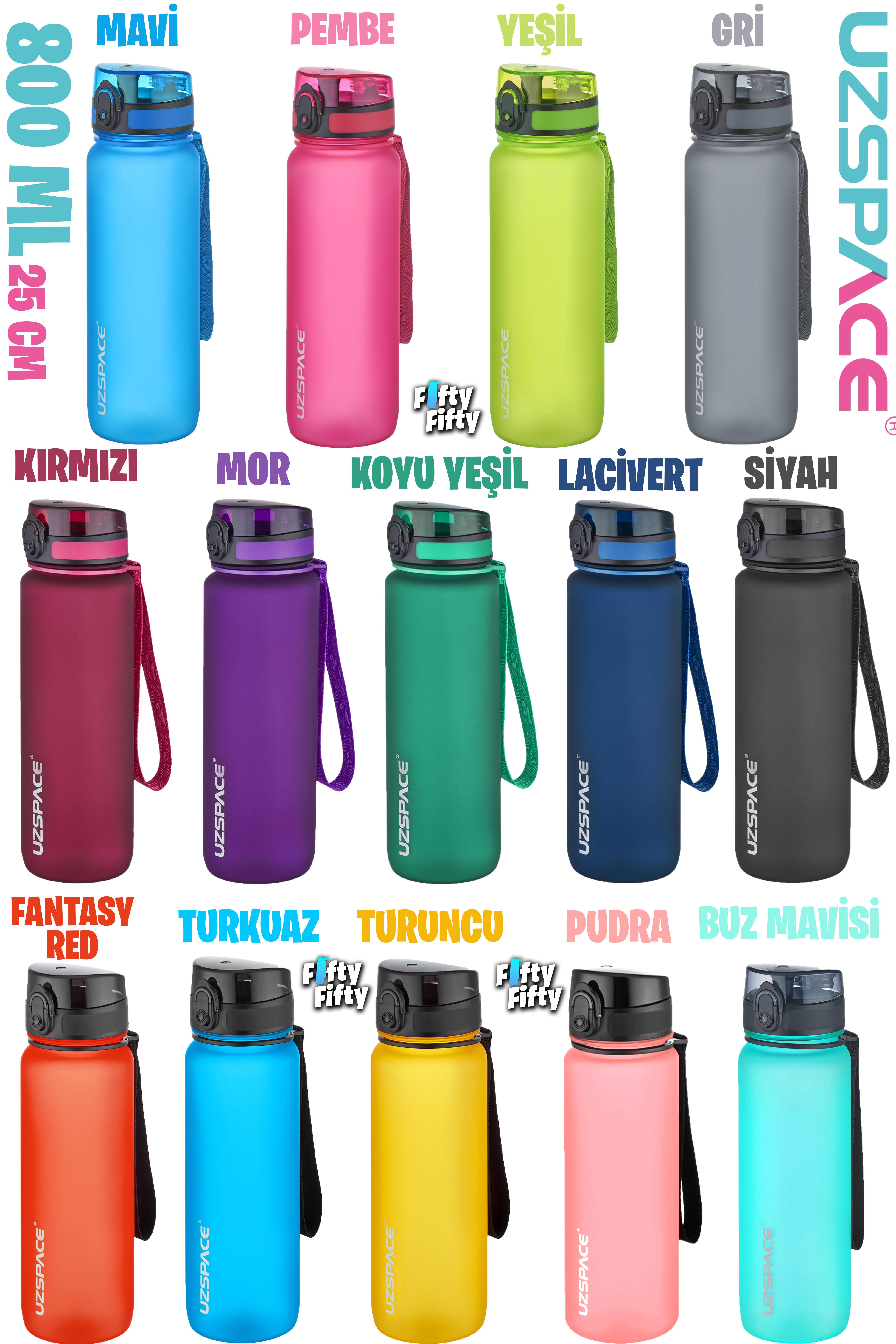 Uzspace 800ml -Yeni Ebat-Boy 25 cm-Tritan Su Matarası Bpa Koku Sızdırma Yok 