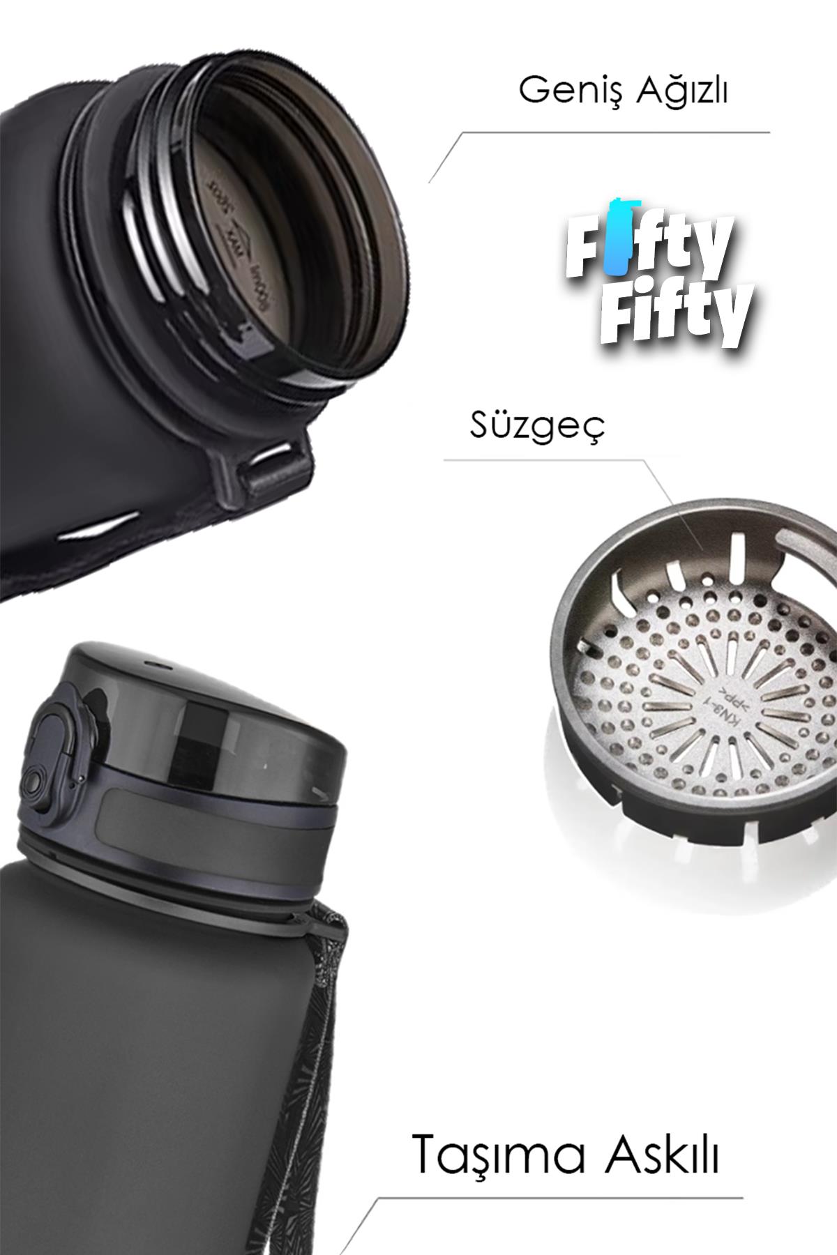 Uzspace 800ml -Yeni Ebat-Boy 25 cm-Tritan Su Matarası Bpa Koku Sızdırma Yok 