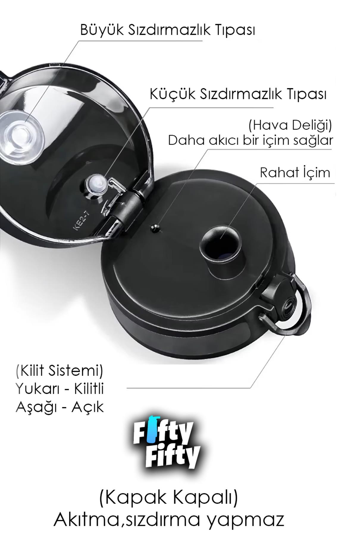 Uzspace 800ml -Yeni Ebat-Boy 25 cm-Tritan Su Matarası Bpa Koku Sızdırma Yok 