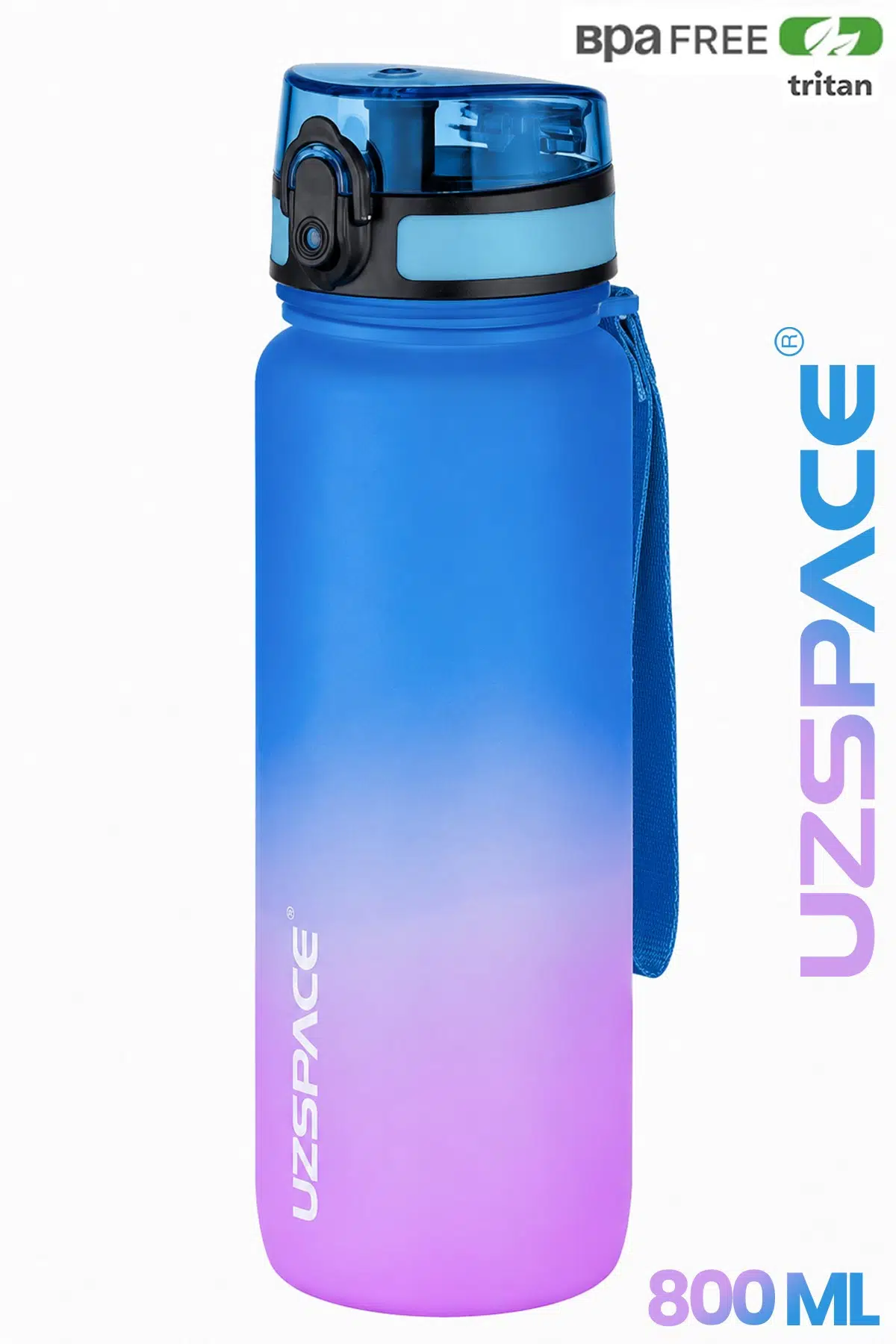 Uzspace 800ml -YENİ EBAT-Çift Renk Softtouch Tritan Su Matarası