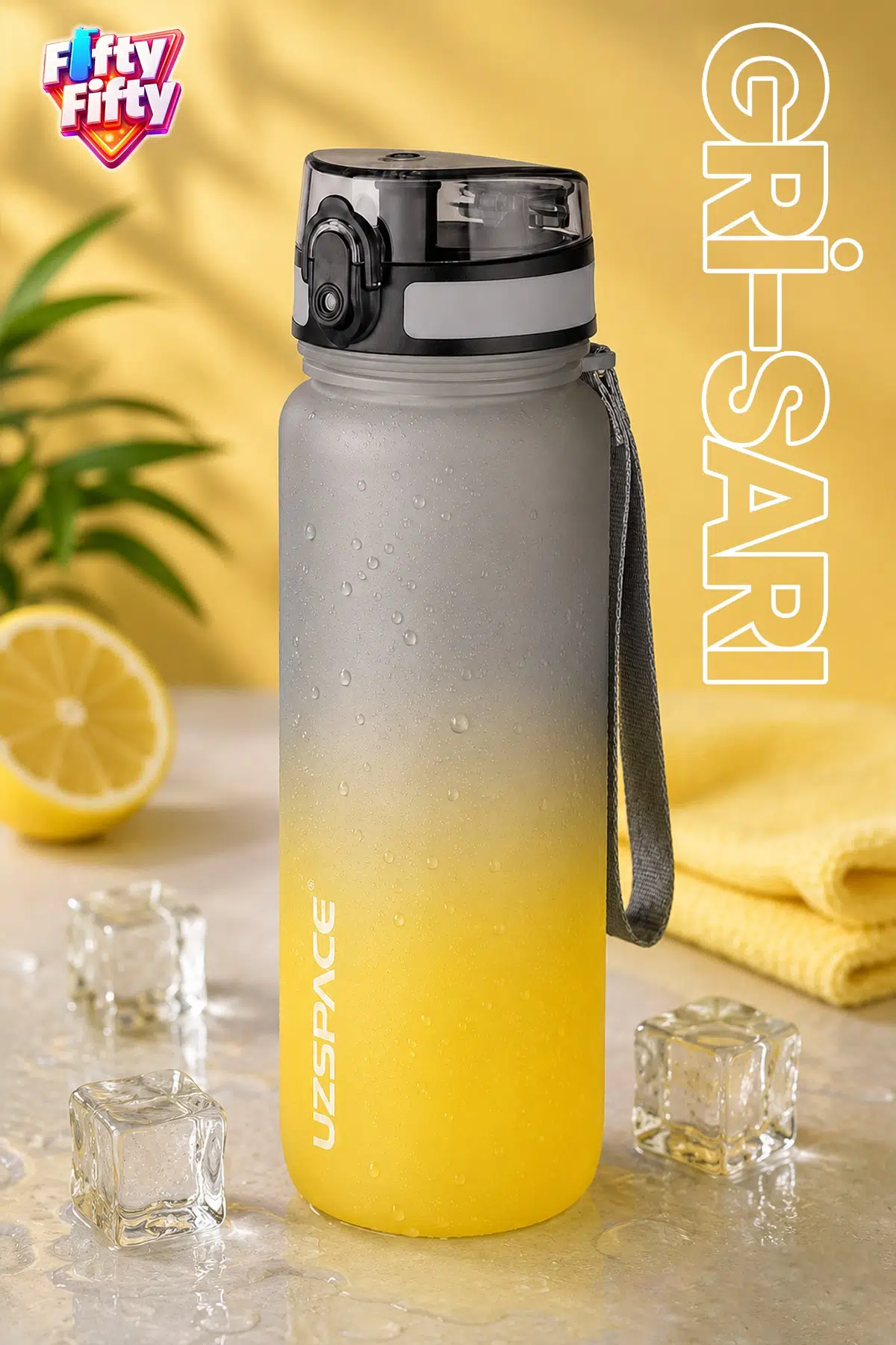Uzspace 800ml -YENİ EBAT-Çift Renk Softtouch Tritan Su Matarası