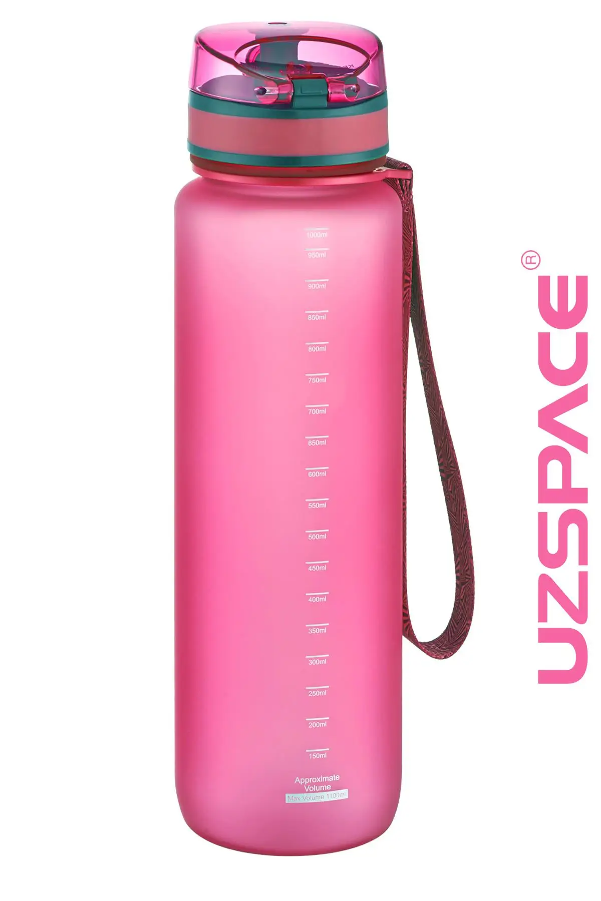 Uzspace Büyük Boy 28 cm 1000 ml 1 litre Tritan Su Matarası 14 Renk FiftyFifty Softtouch