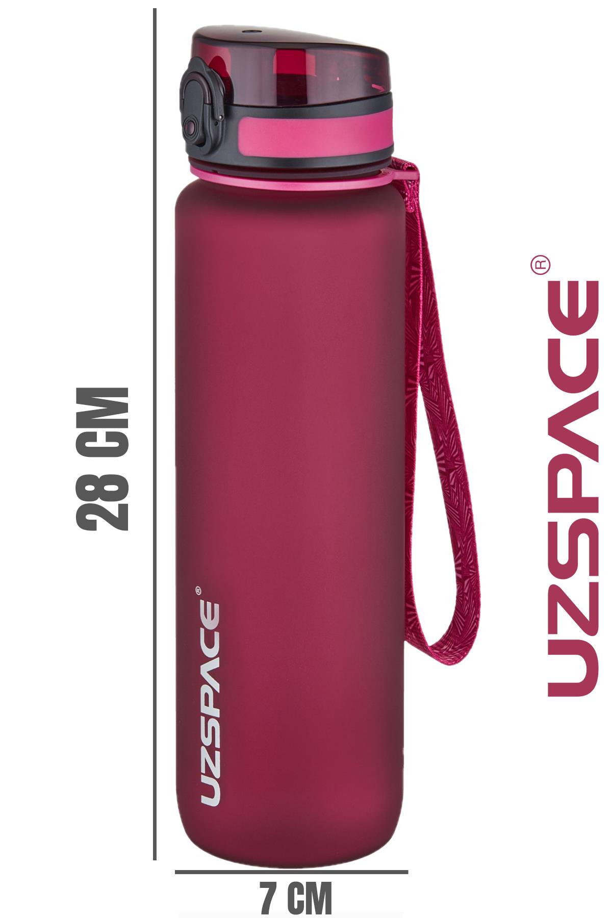 Uzspace Büyük Boy 28 cm 1000 ml 1 litre Tritan Su Matarası 14 Renk FiftyFifty Softtouch