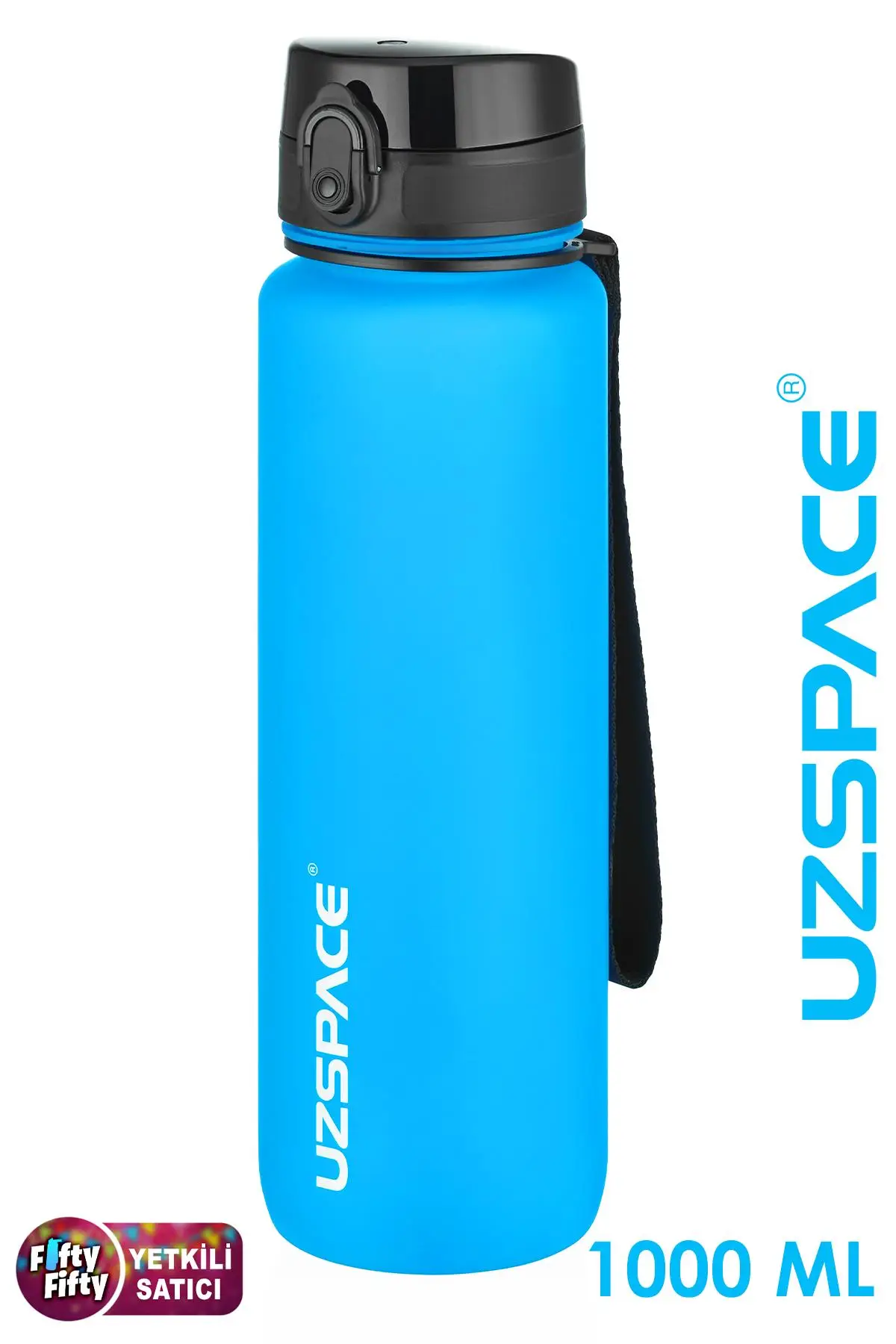 Uzspace Büyük Boy 28 cm 1000 ml 1 litre Tritan Su Matarası 14 Renk FiftyFifty Softtouch - Turkuaz