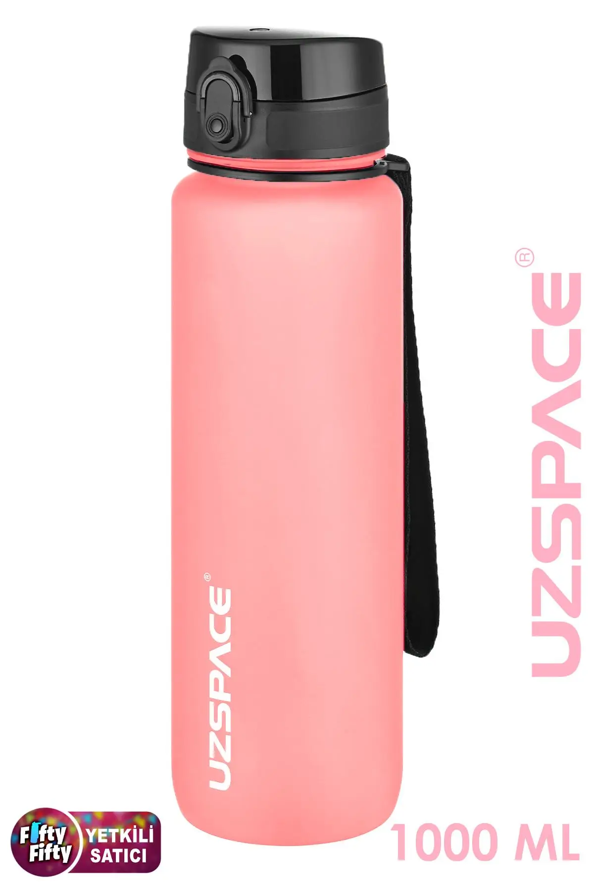 Uzspace Büyük Boy 28 cm 1000 ml 1 litre Tritan Su Matarası 14 Renk FiftyFifty Softtouch - Pudra