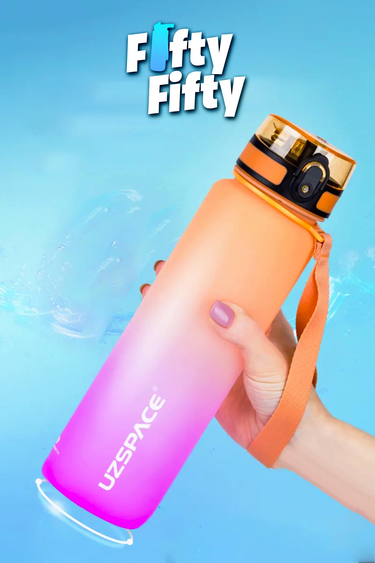 Uzspace FiftyFifty 1000ml BÜYÜK BOY Çift Renk Softtouch FF Collection Tritan Su Matarası