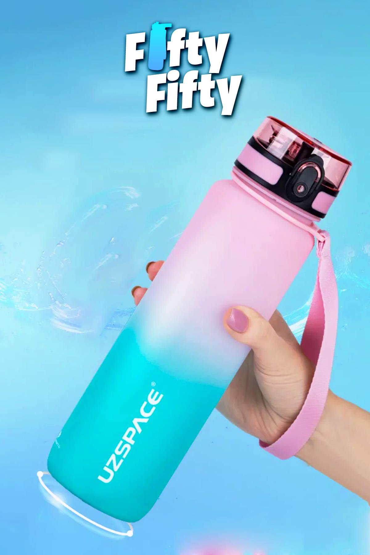 Uzspace FiftyFifty 1000ml BÜYÜK BOY Çift Renk Softtouch FF Collection Tritan Su Matarası