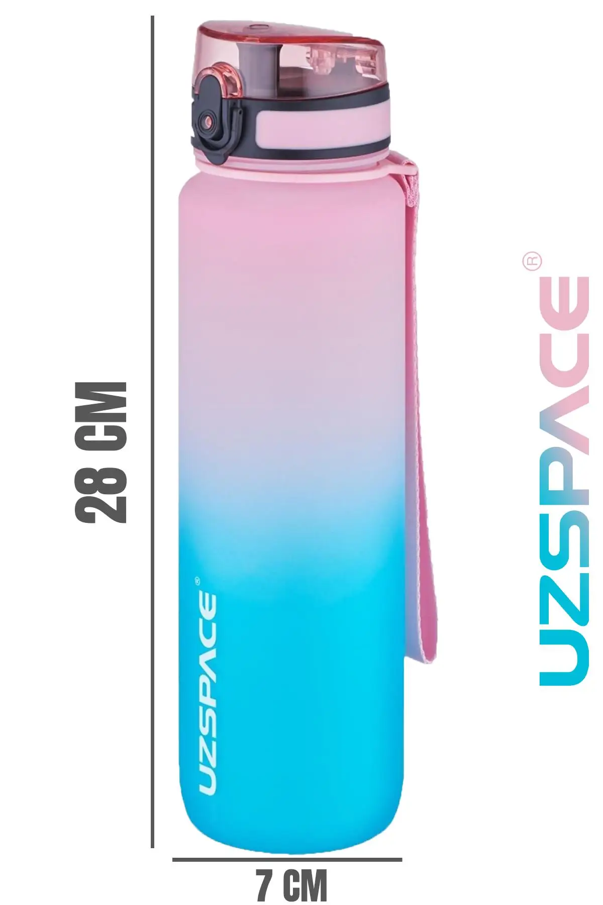 Uzspace FiftyFifty 1000ml BÜYÜK BOY Çift Renk Softtouch FF Collection Tritan Su Matarası