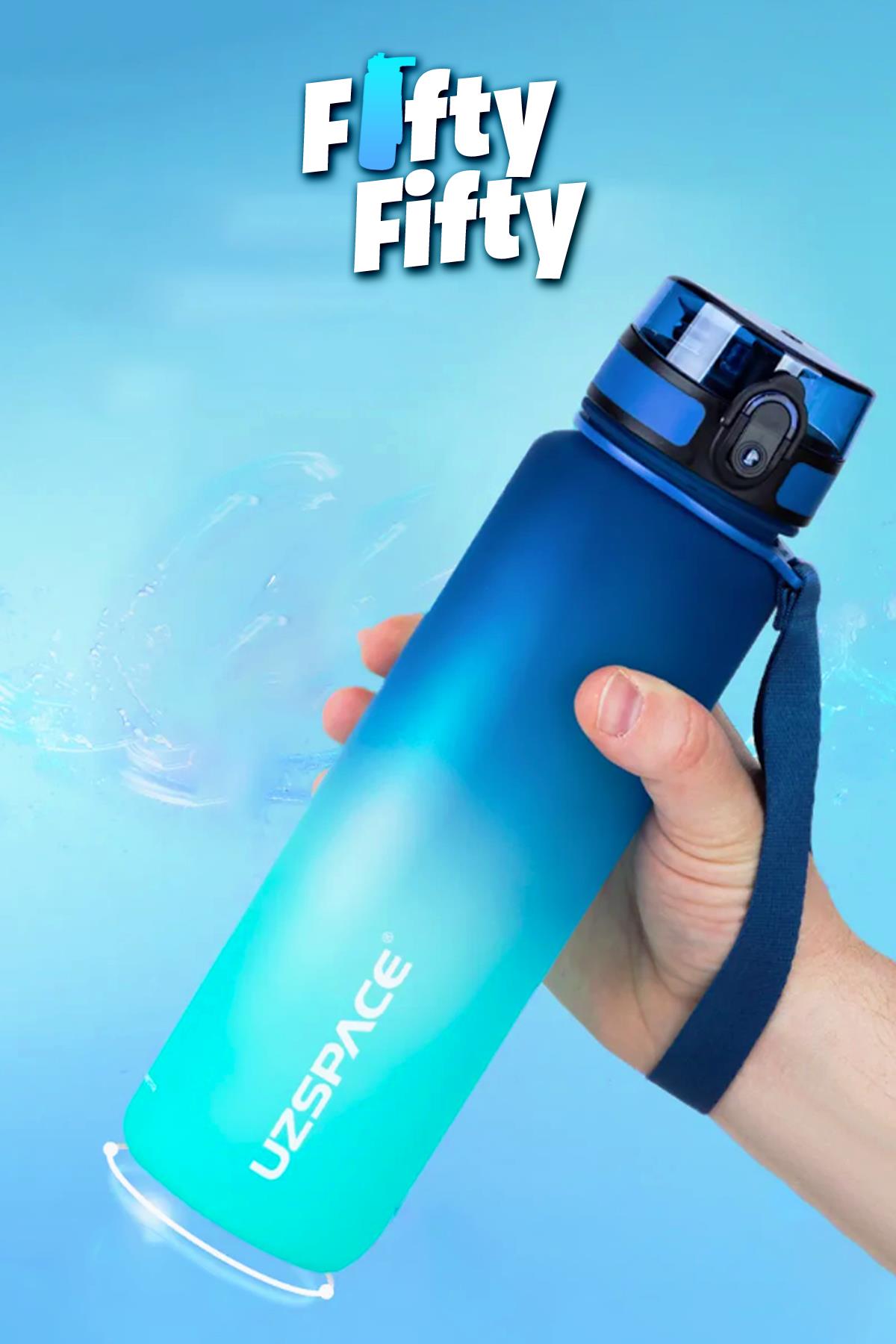 Uzspace FiftyFifty 1000ml BÜYÜK BOY Çift Renk Softtouch FF Collection Tritan Su Matarası
