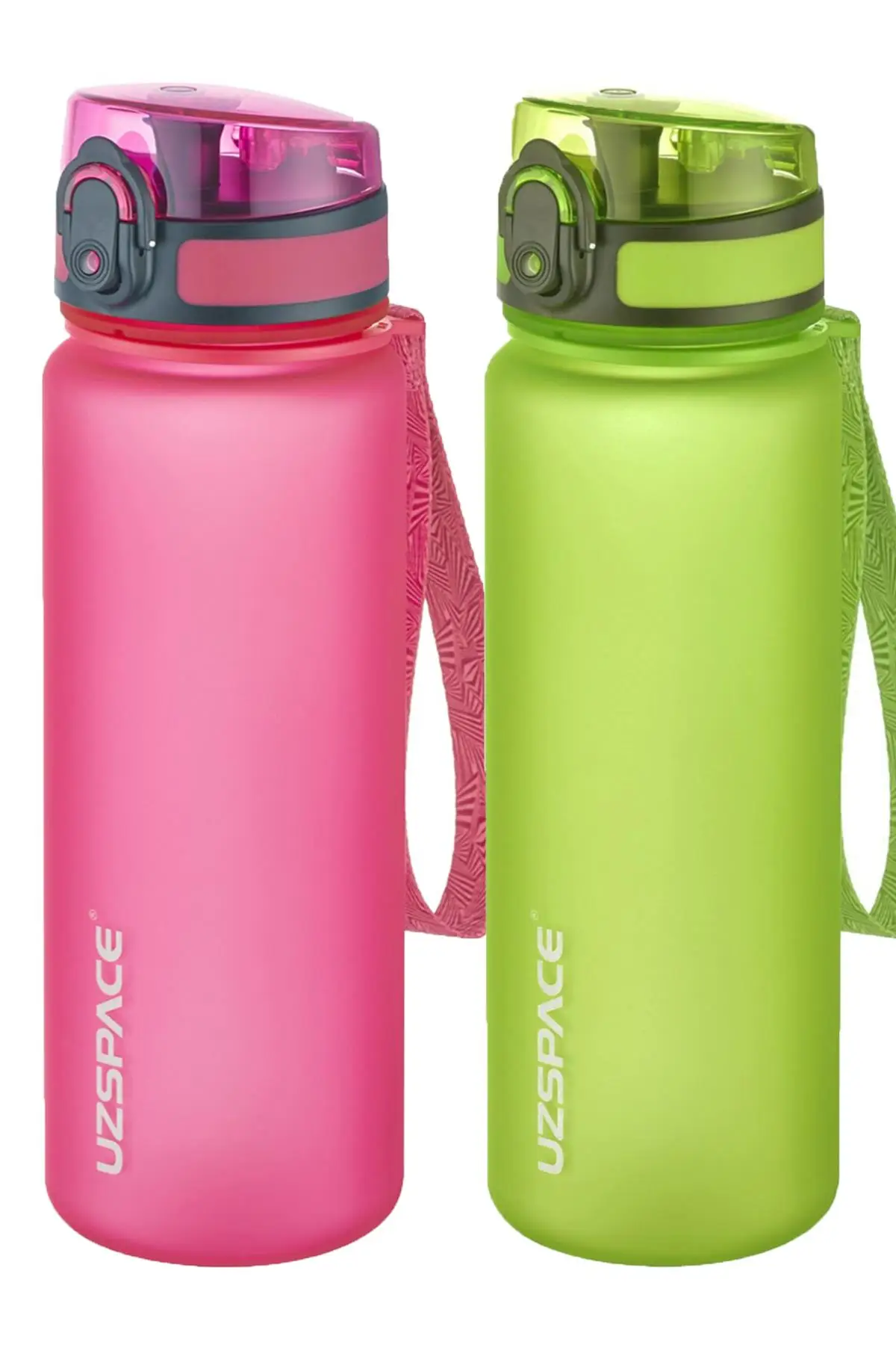 Uzspace 2'li Tritan Matara Seti 500 ml 14 Farklı Renk Seçeneği FiftyFifty - Pembe-Yeşil