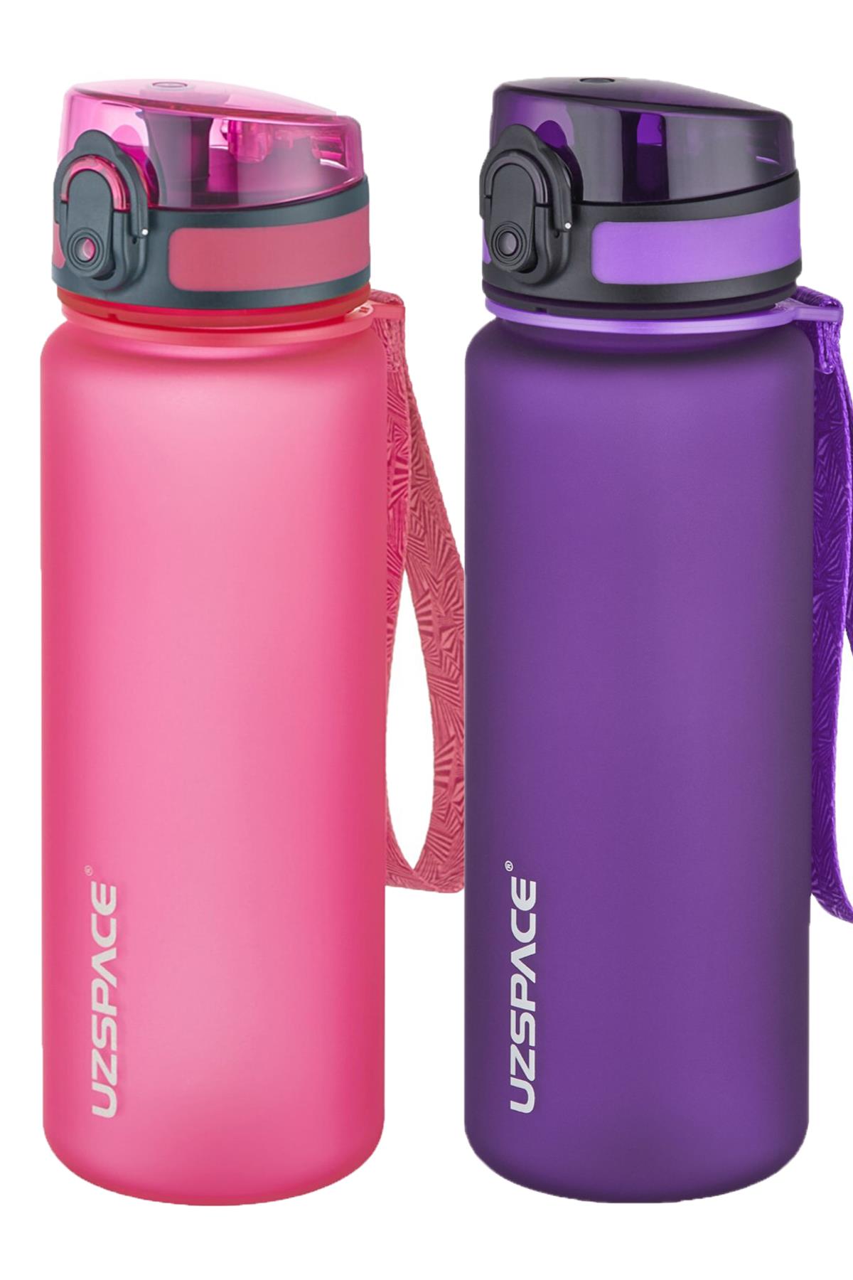 Uzspace 2'li Tritan Matara Seti 500 ml 14 Farklı Renk Seçeneği FiftyFifty - Pembe-Mor