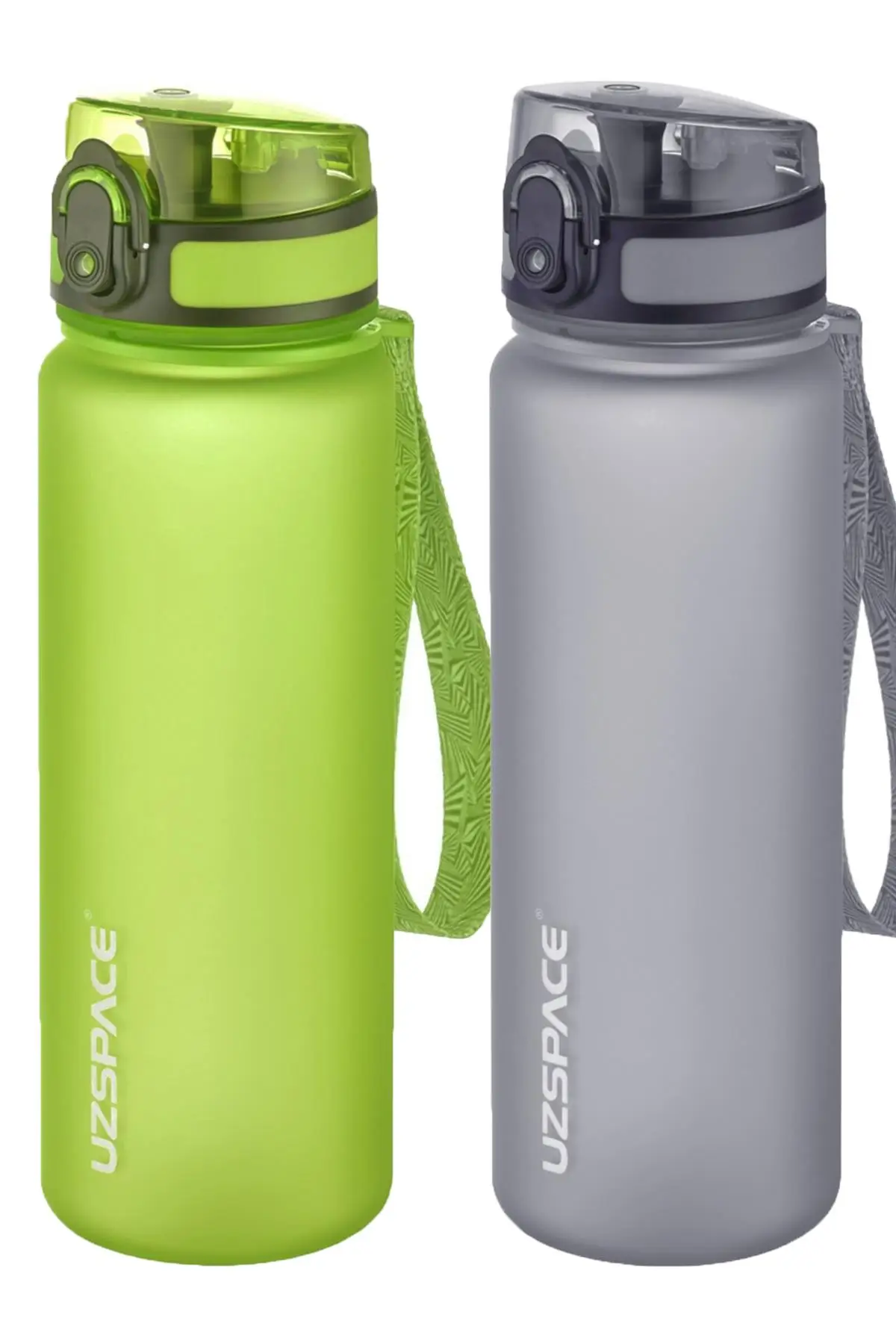 Uzspace 2'li Tritan Matara Seti 500 ml 14 Farklı Renk Seçeneği FiftyFifty - Yeşil-Gri