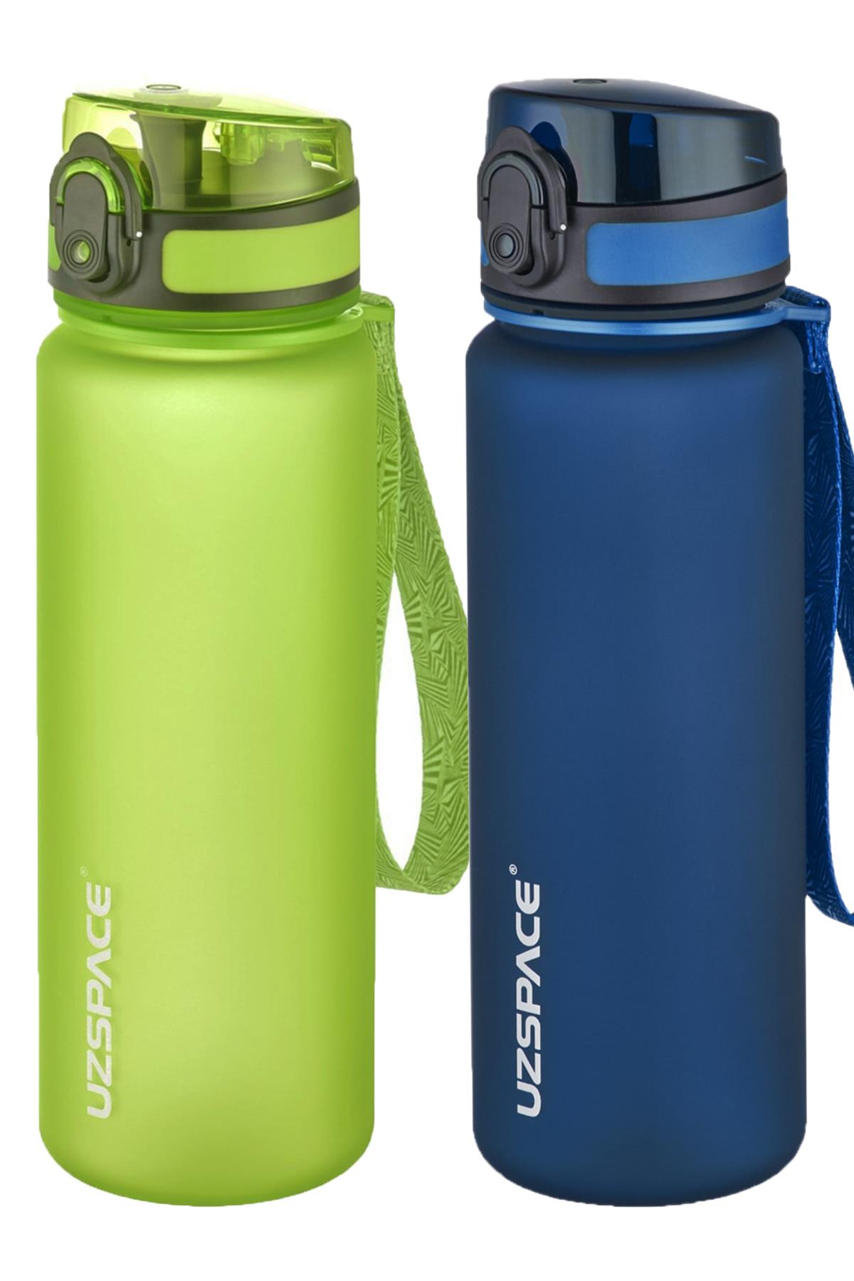 Uzspace 2'li Tritan Matara Seti 500 ml 14 Farklı Renk Seçeneği FiftyFifty - Yeşil-Lacivert