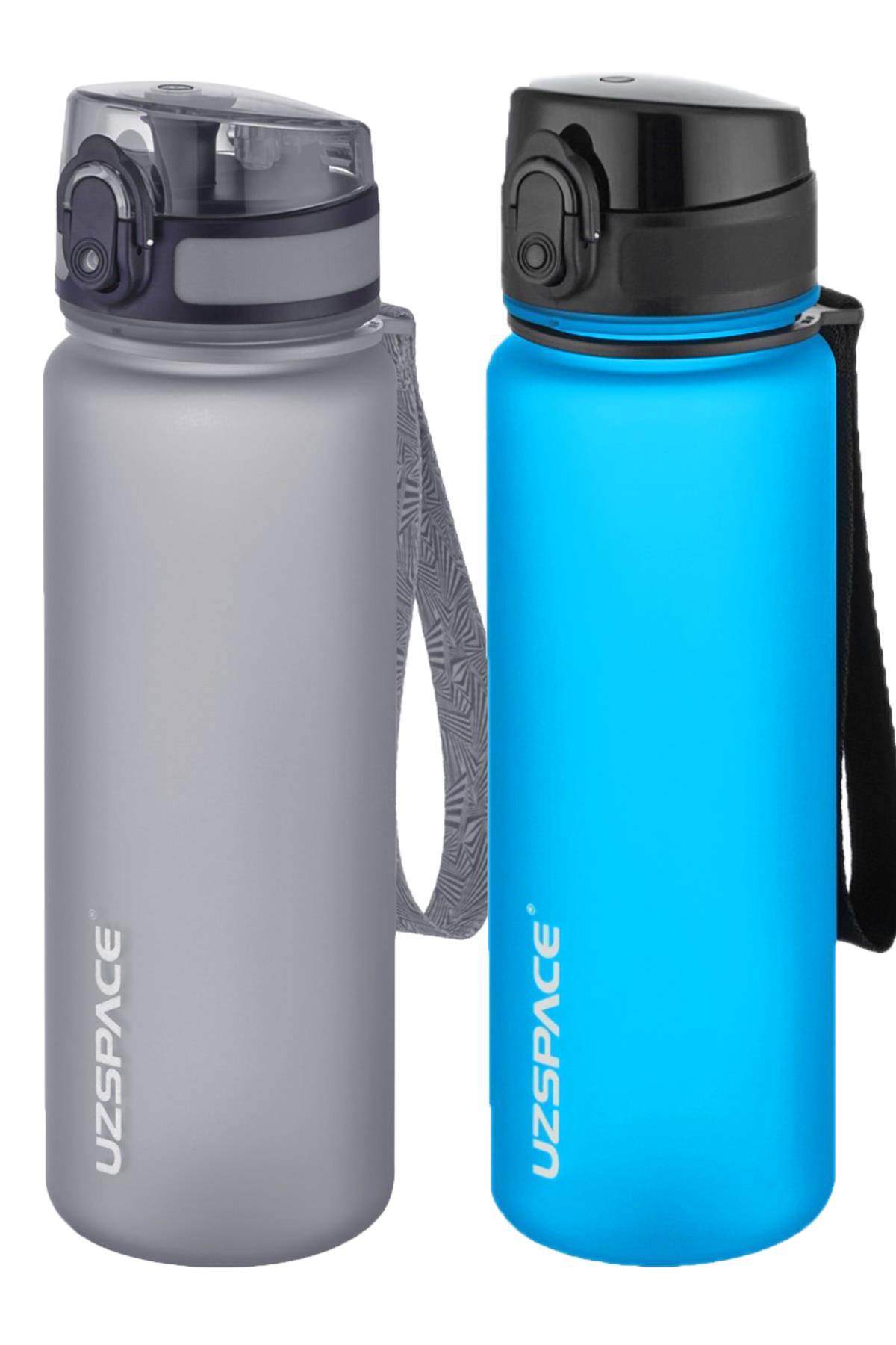Uzspace 2'li Tritan Matara Seti 500 ml 14 Farklı Renk Seçeneği FiftyFifty - Gri-Turkuaz