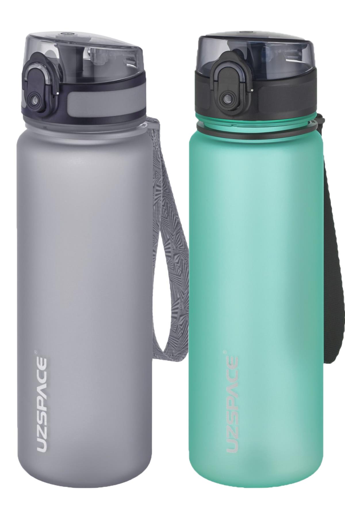 Uzspace 2'li Tritan Matara Seti 500 ml 14 Farklı Renk Seçeneği FiftyFifty - Gri-BuzMavisi