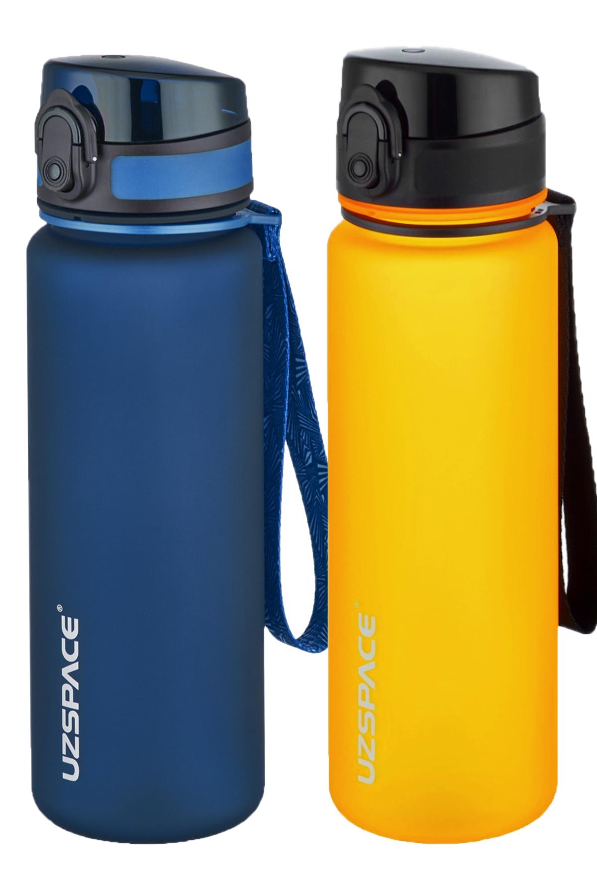 Uzspace 2'li Tritan Matara Seti 500 ml 14 Farklı Renk Seçeneği FiftyFifty - Lacivert-Turuncu