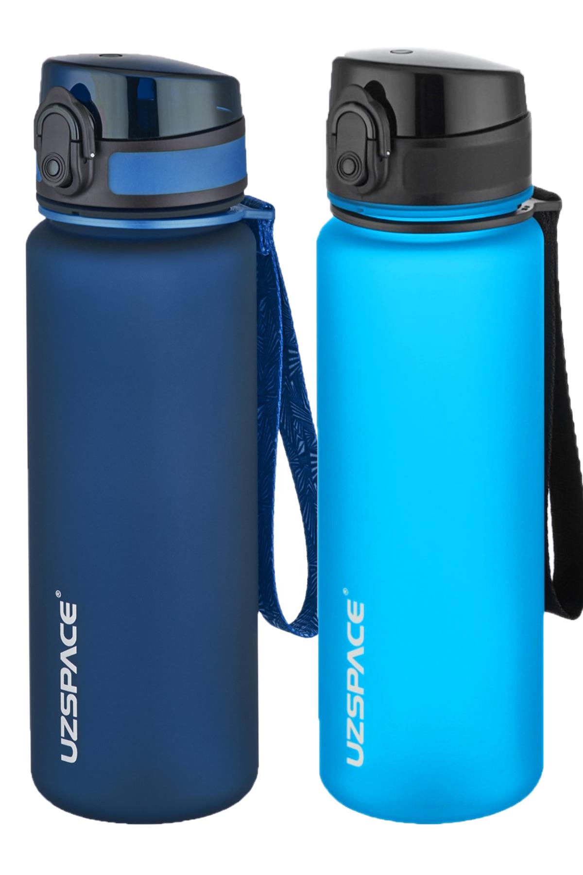 Uzspace 2'li Tritan Matara Seti 500 ml 14 Farklı Renk Seçeneği FiftyFifty - Lacivert-Turkuaz