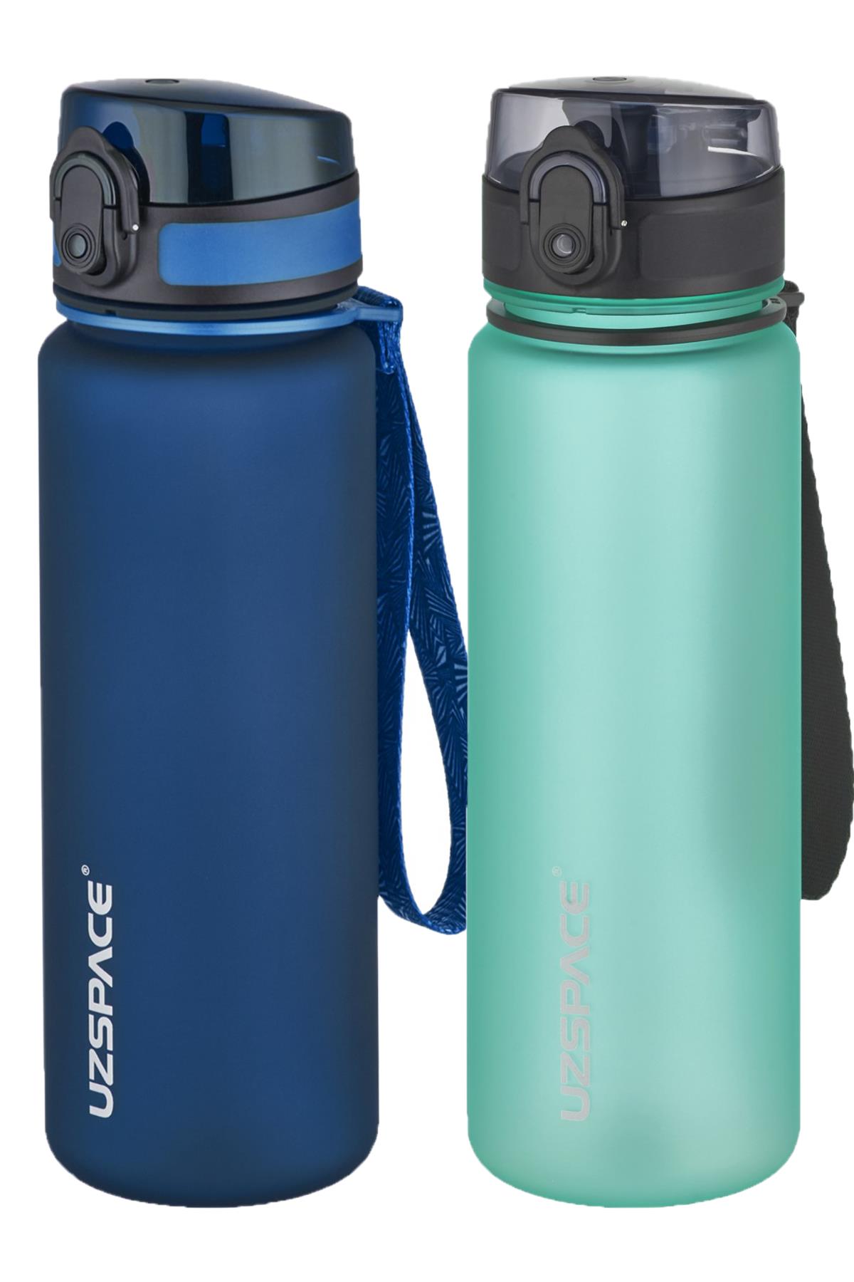 Uzspace 2'li Tritan Matara Seti 500 ml 14 Farklı Renk Seçeneği FiftyFifty - Lacivert-BuzMavisi