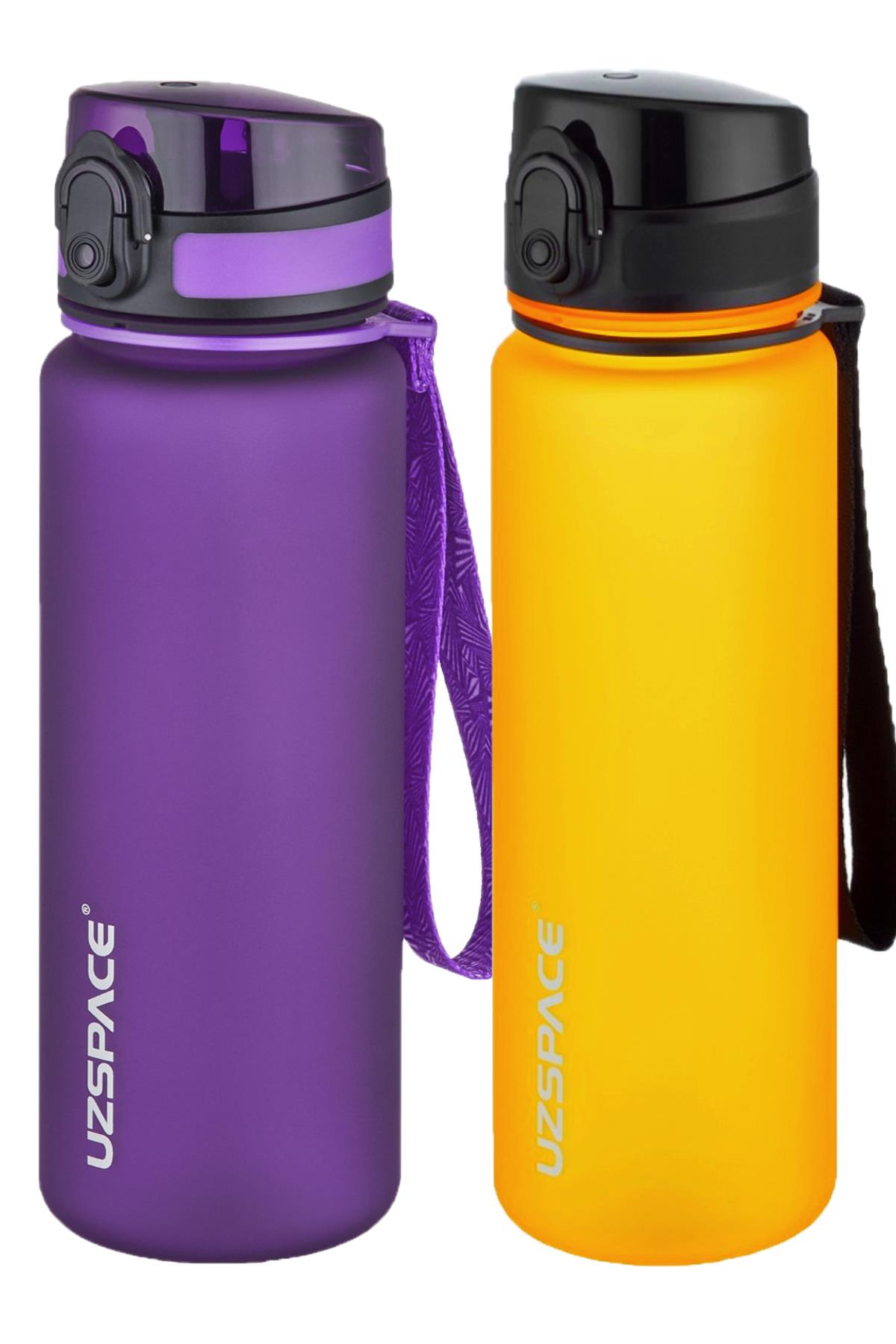 Uzspace 2'li Tritan Matara Seti 500 ml 14 Farklı Renk Seçeneği FiftyFifty - Mor-Turuncu