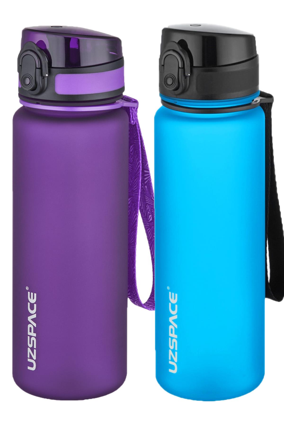 Uzspace 2'li Tritan Matara Seti 500 ml 14 Farklı Renk Seçeneği FiftyFifty - Mor-Turkuaz
