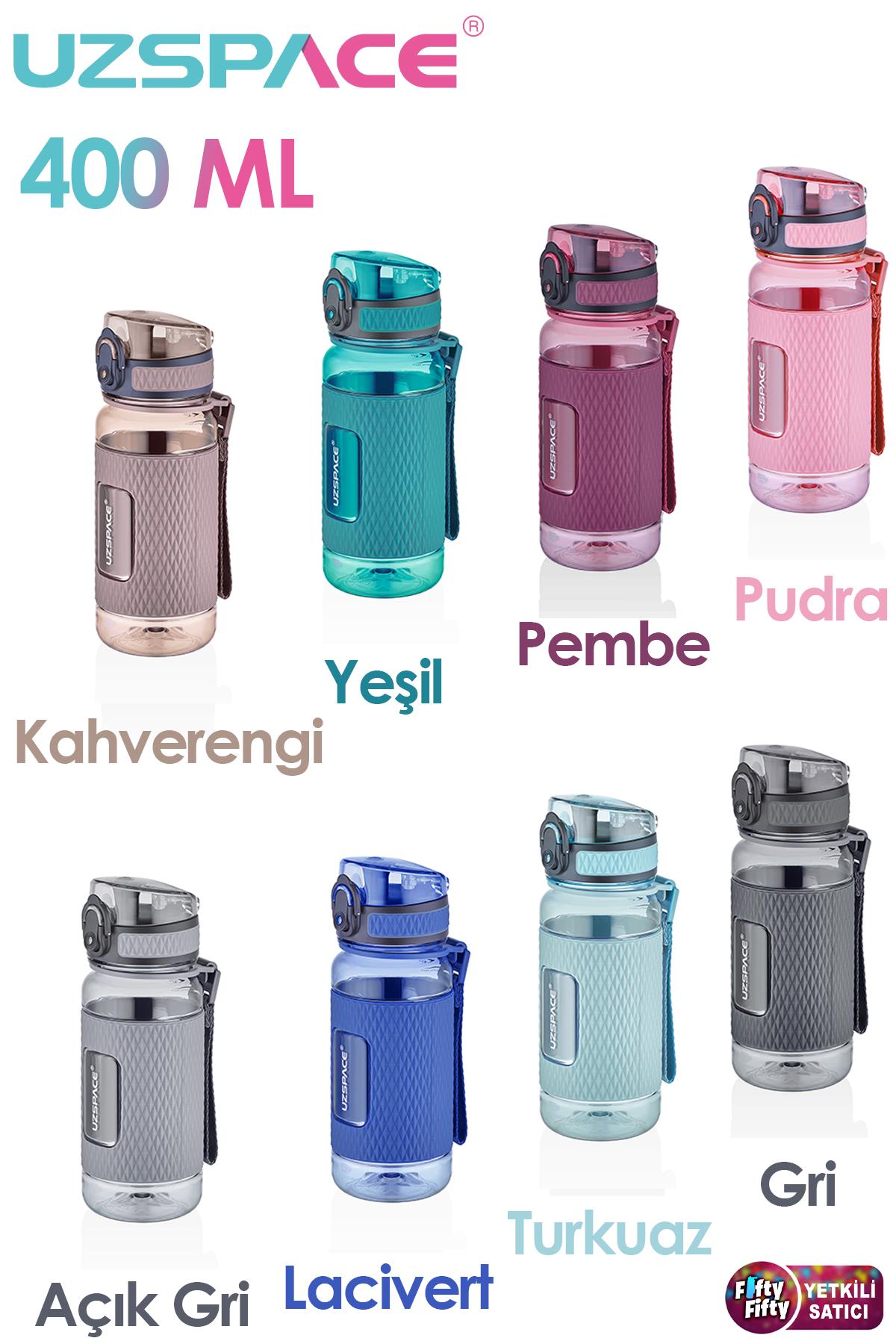 Uzspace FiftyFifty 400ml Çocuk Tritan Su Matarası Silikon Korumalı Kaydırmaz Gövde