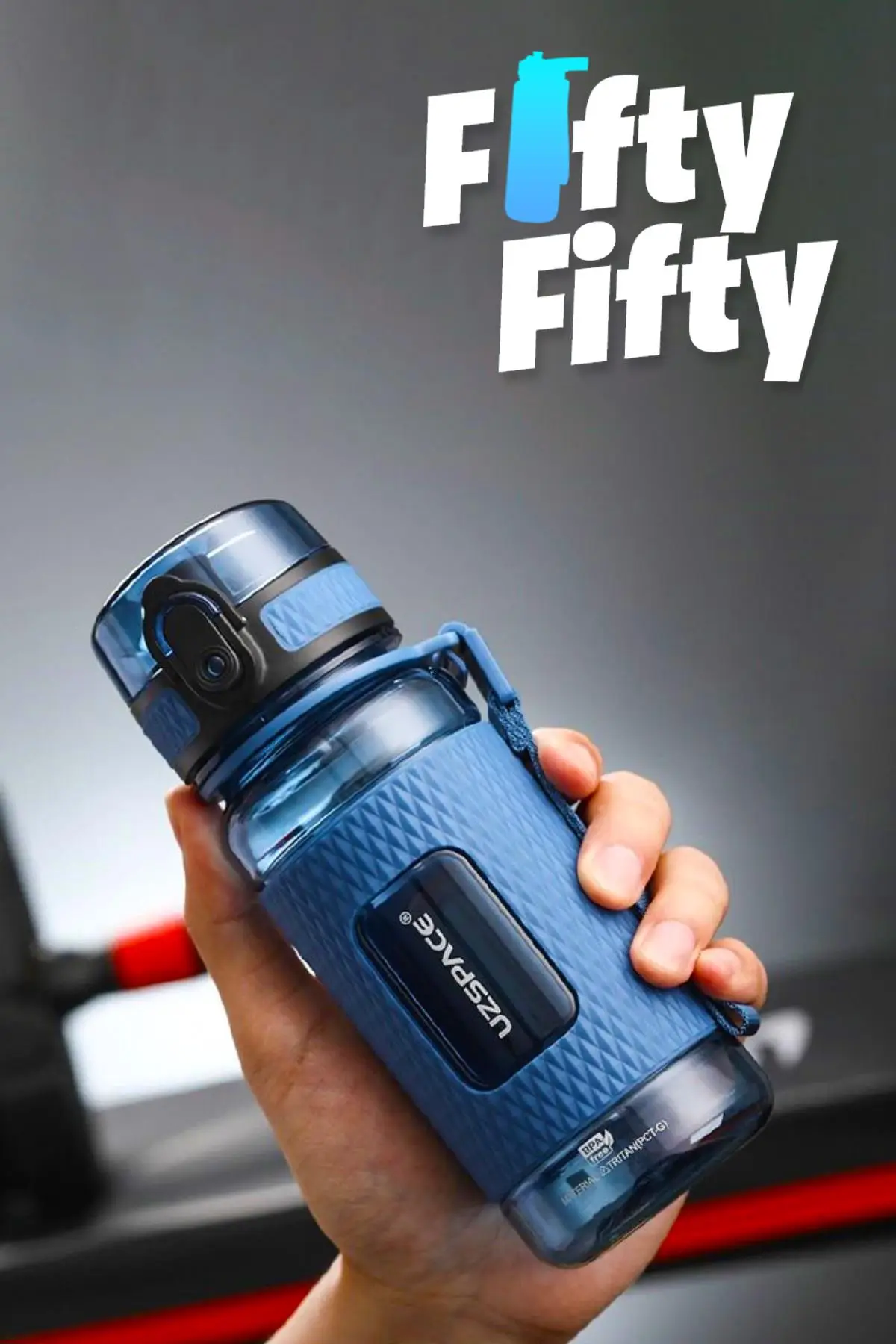 Uzspace FiftyFifty 400ml Çocuk Tritan Su Matarası Silikon Korumalı Kaydırmaz Gövde