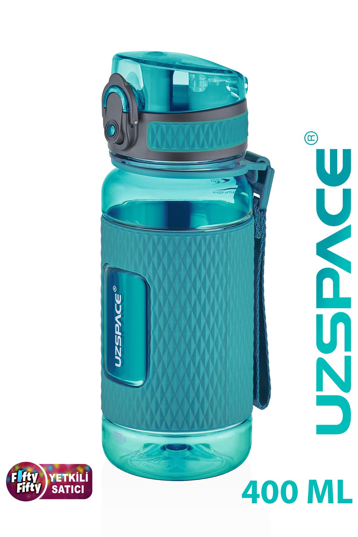 Uzspace FiftyFifty 400ml Çocuk Tritan Su Matarası Silikon Korumalı Kaydırmaz Gövde - Yeşil