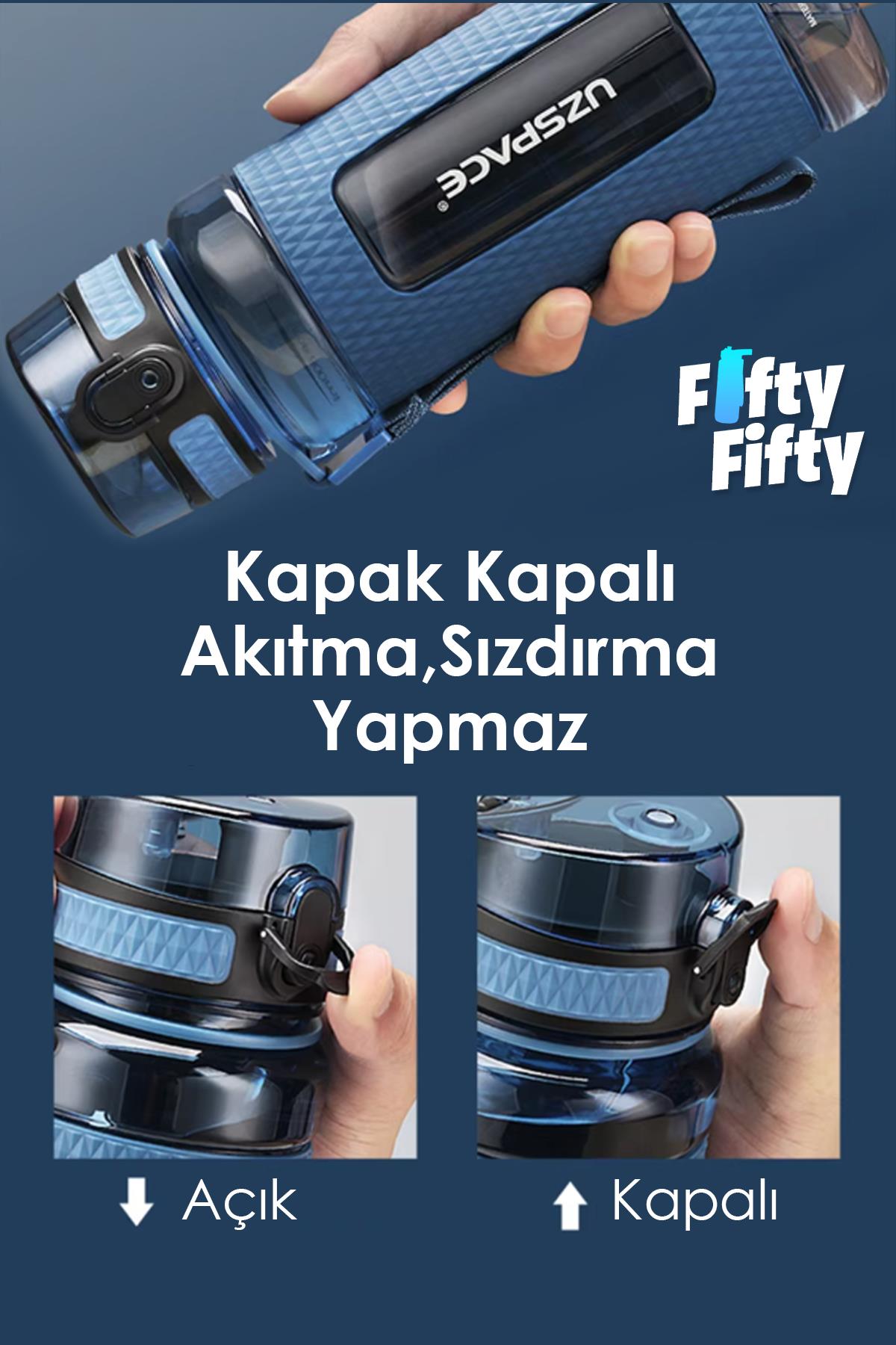 Uzspace FiftyFifty 400ml Çocuk Tritan Su Matarası Silikon Korumalı Kaydırmaz Gövde