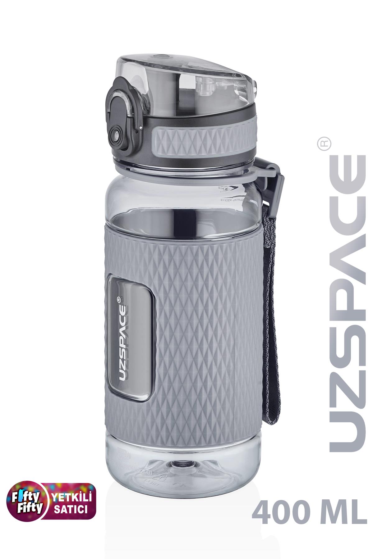 Uzspace FiftyFifty 400ml Çocuk Tritan Su Matarası Silikon Korumalı Kaydırmaz Gövde