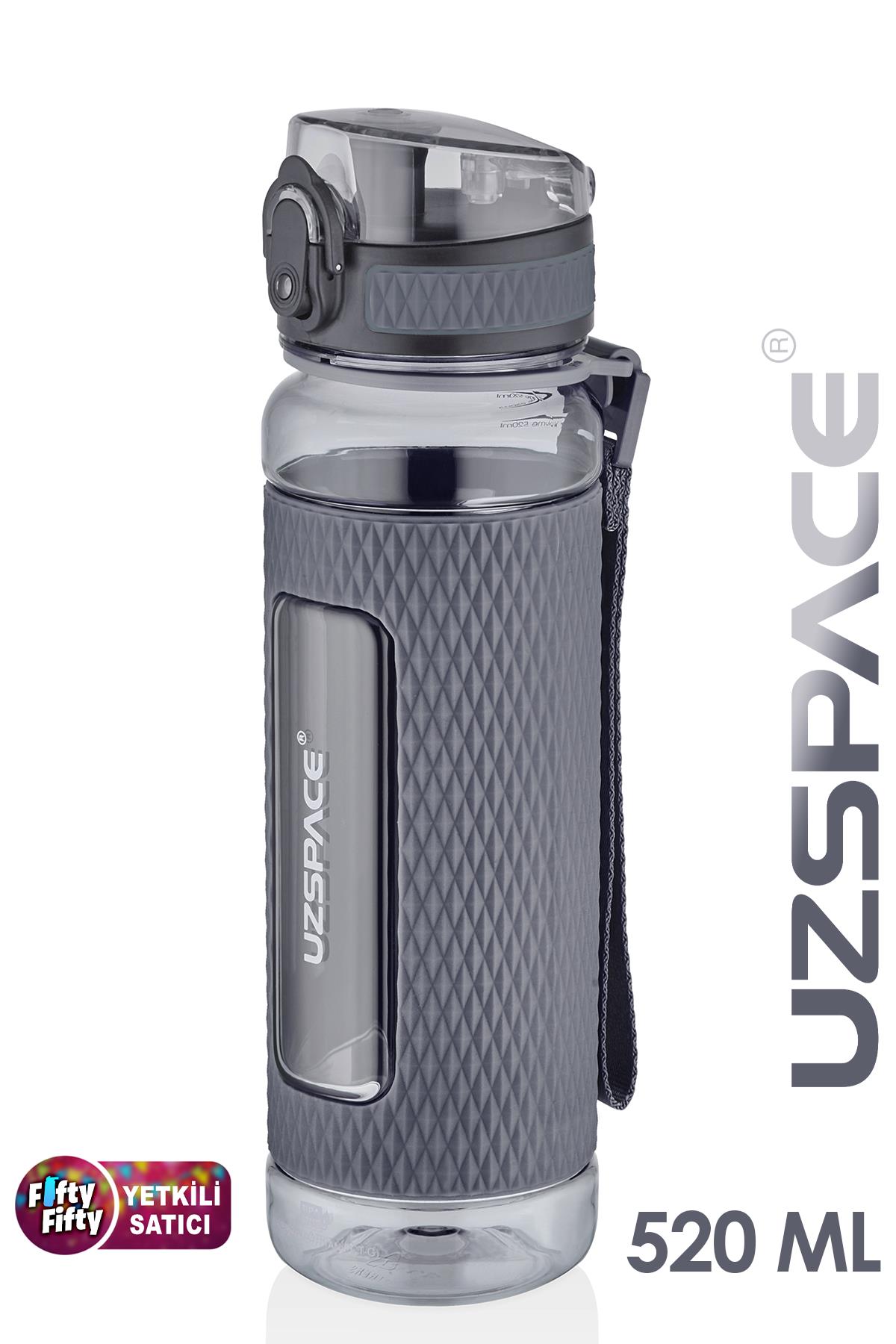Uzspace FiftyFifty 520ml Tritan Su Matarası Silikon Korumalı Kaydırmaz Gövde