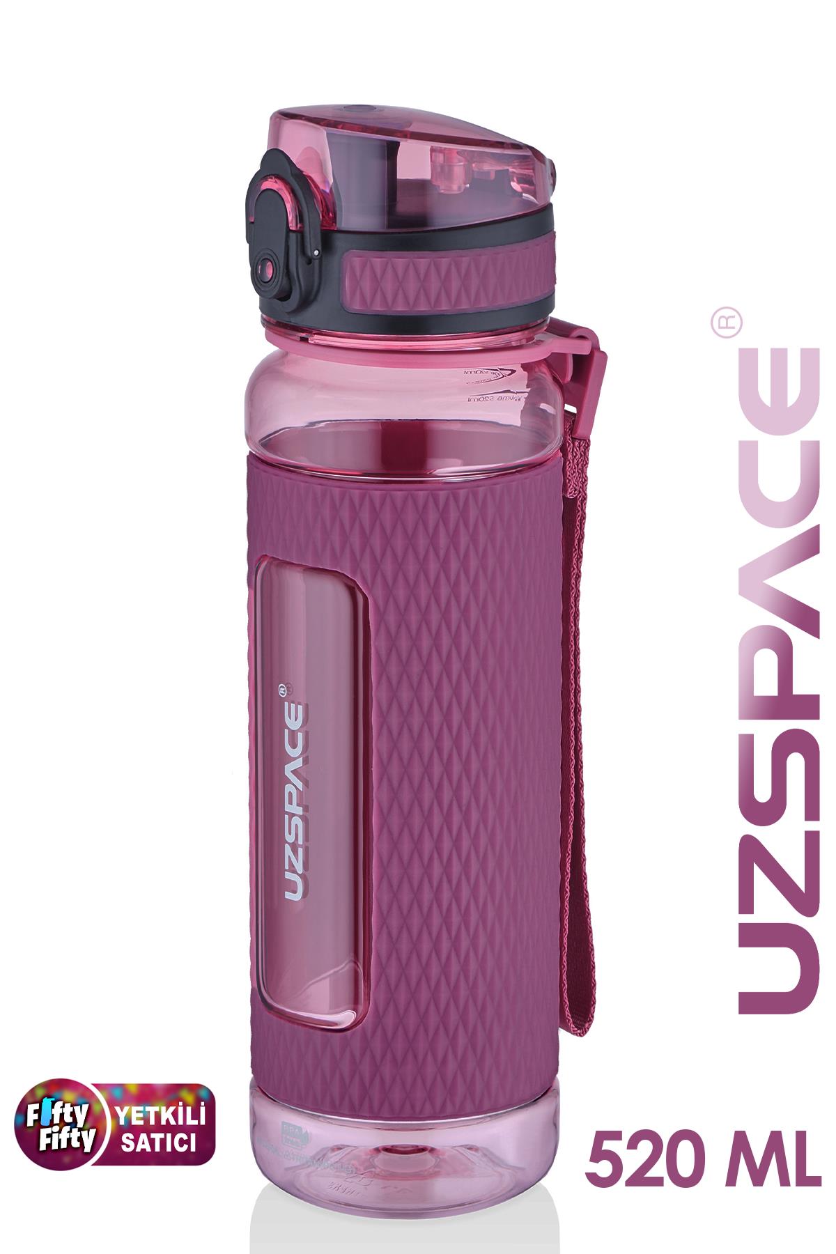 Uzspace FiftyFifty 520ml Tritan Su Matarası Silikon Korumalı Kaydırmaz Gövde