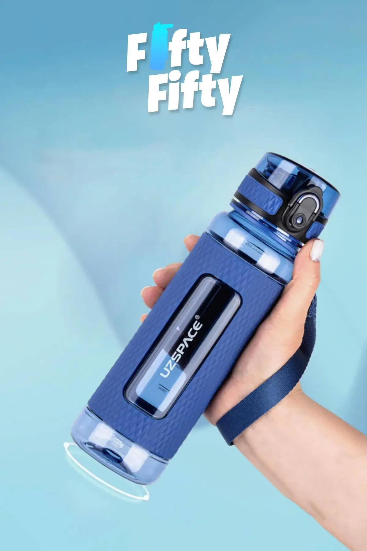 Uzspace FiftyFifty 520ml Tritan Su Matarası Silikon Korumalı Kaydırmaz Gövde