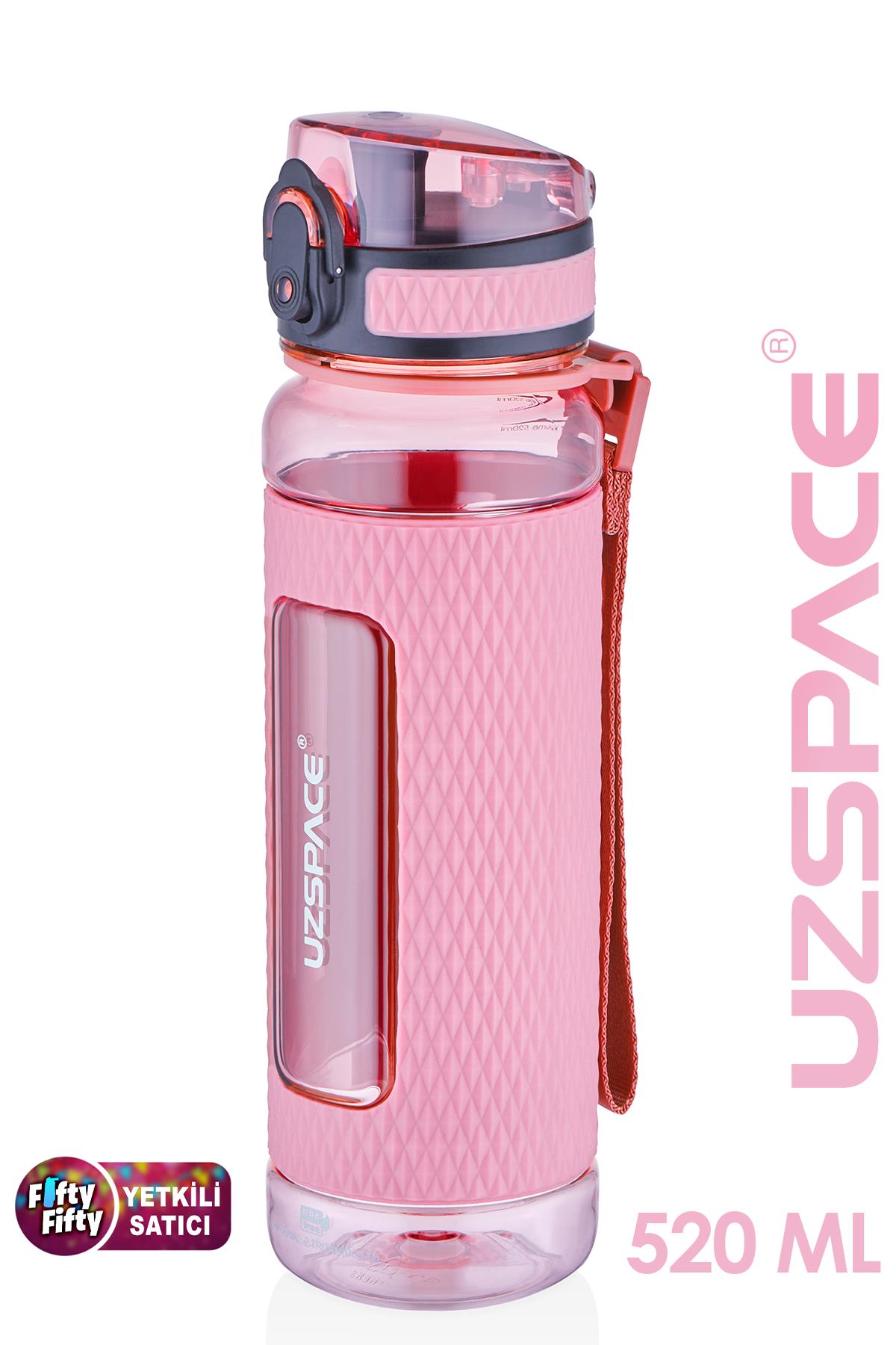 Uzspace FiftyFifty 520ml Tritan Su Matarası Silikon Korumalı Kaydırmaz Gövde