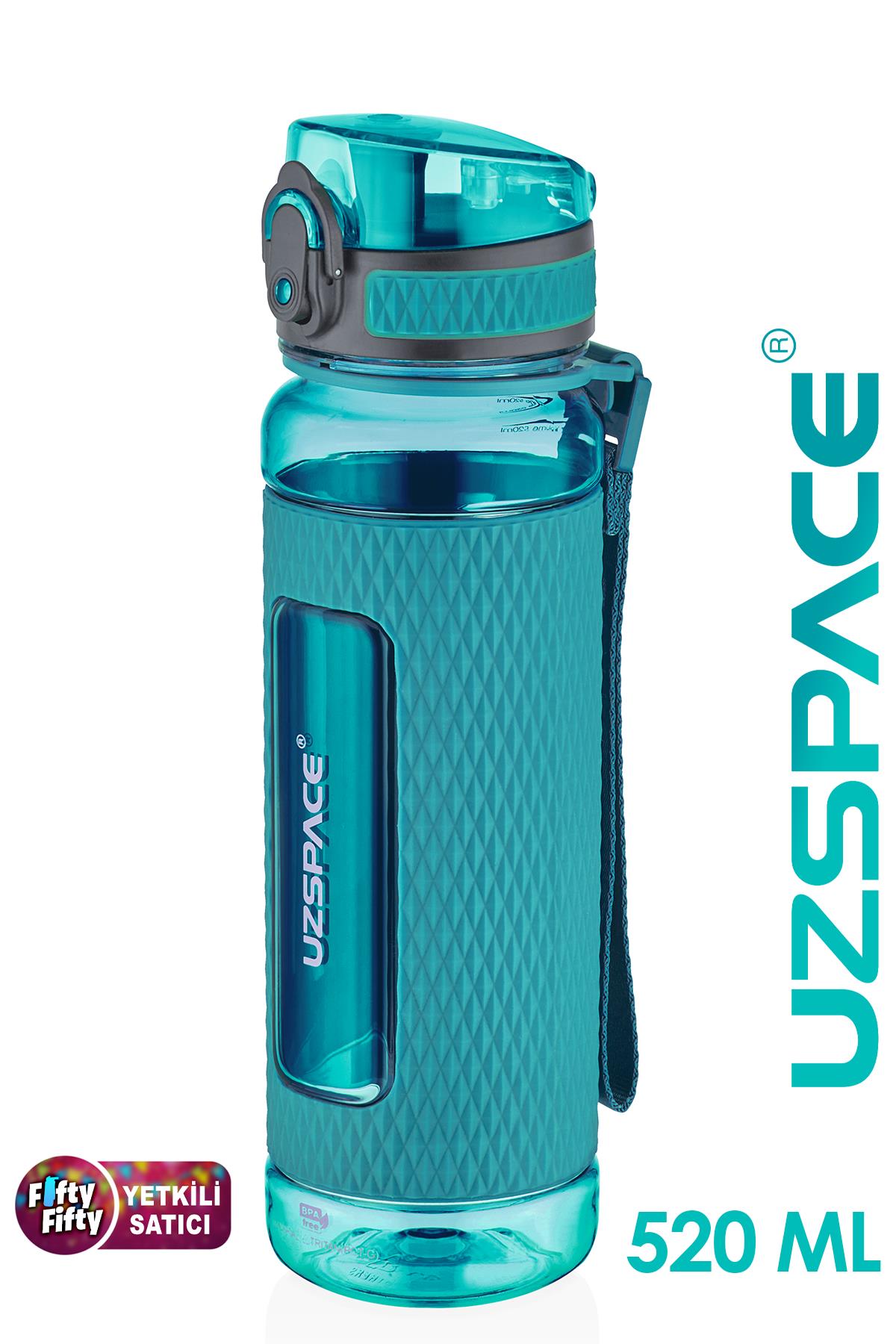 Uzspace FiftyFifty 520ml Tritan Su Matarası Silikon Korumalı Kaydırmaz Gövde