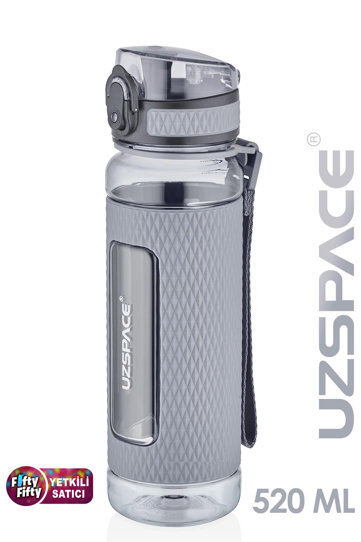 Uzspace FiftyFifty 520ml Tritan Su Matarası Silikon Korumalı Kaydırmaz Gövde