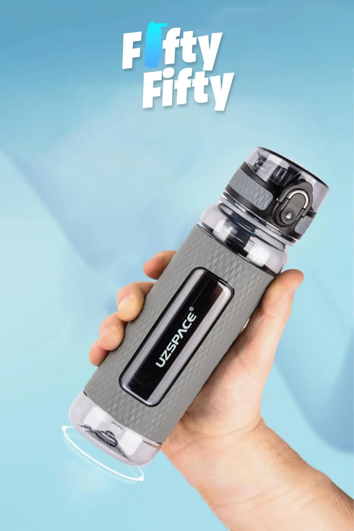 Uzspace FiftyFifty 520ml Tritan Su Matarası Silikon Korumalı Kaydırmaz Gövde