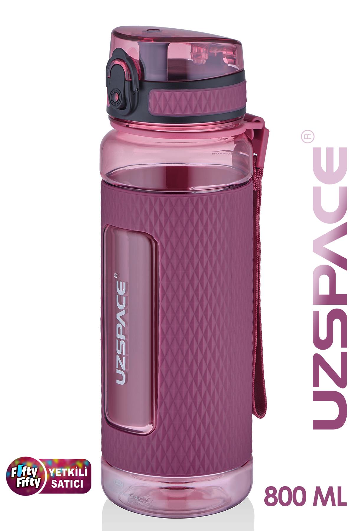 Uzspace FiftyFifty 800ml -BÜYÜK BOY- Tritan Su Matarası Silikon Korumalı Kaydırmaz Gövde