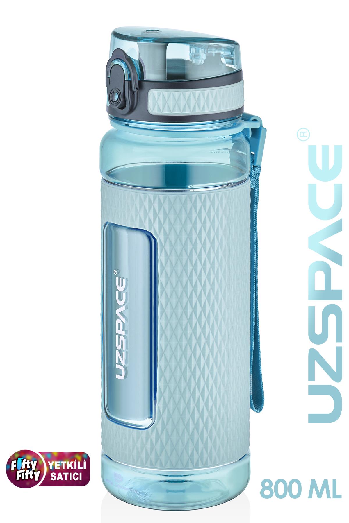 Uzspace FiftyFifty 800ml -BÜYÜK BOY- Tritan Su Matarası Silikon Korumalı Kaydırmaz Gövde