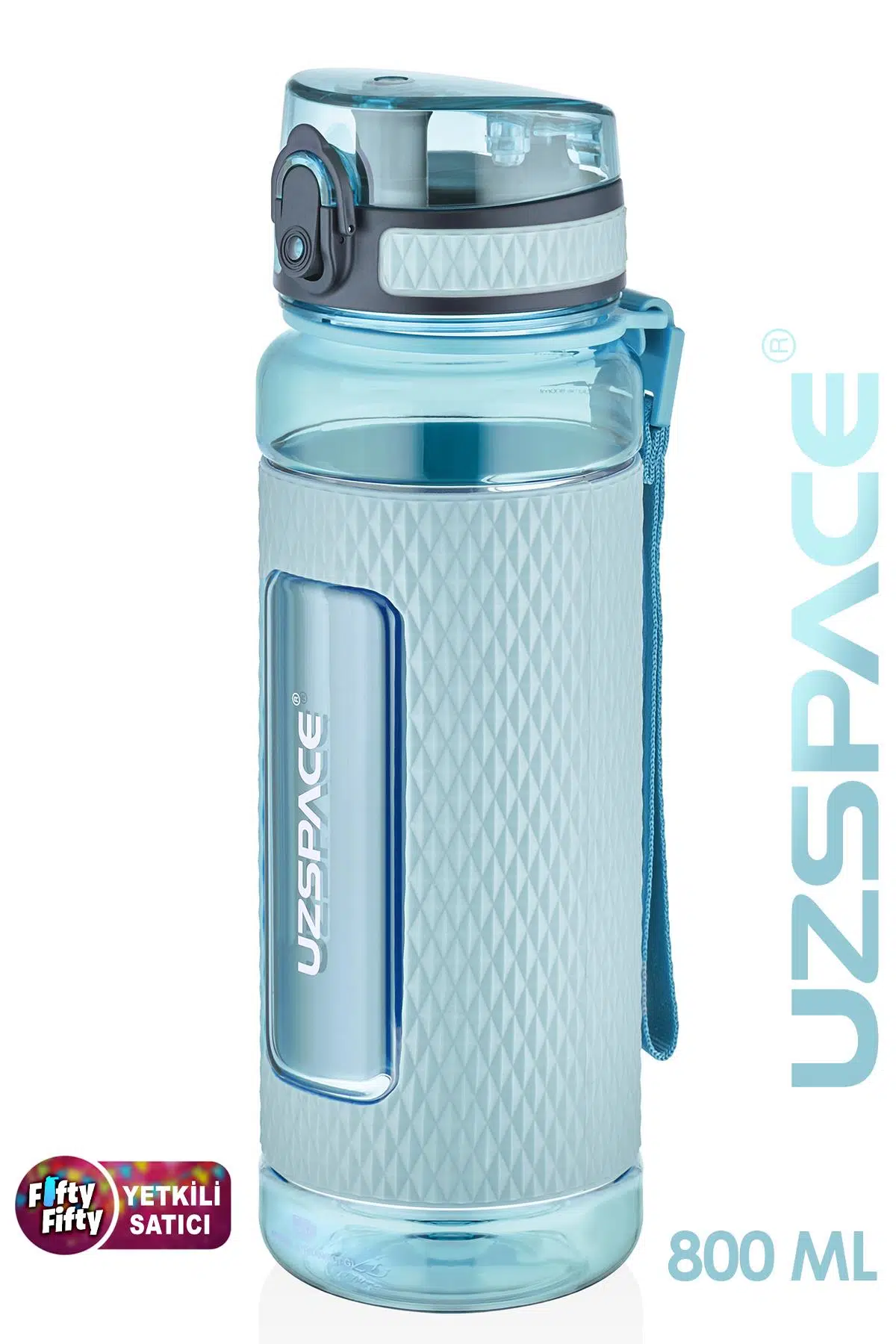 Uzspace FiftyFifty 800ml -BÜYÜK BOY- Tritan Su Matarası Silikon Korumalı Kaydırmaz Gövde