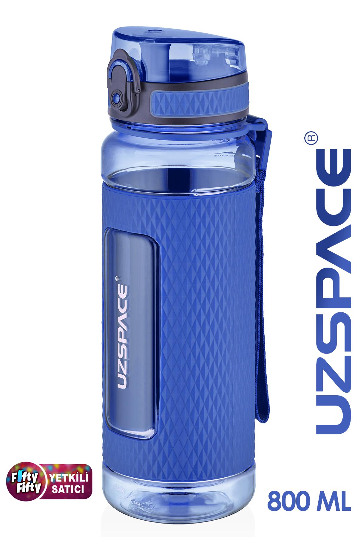 Uzspace FiftyFifty 800ml -BÜYÜK BOY- Tritan Su Matarası Silikon Korumalı Kaydırmaz Gövde