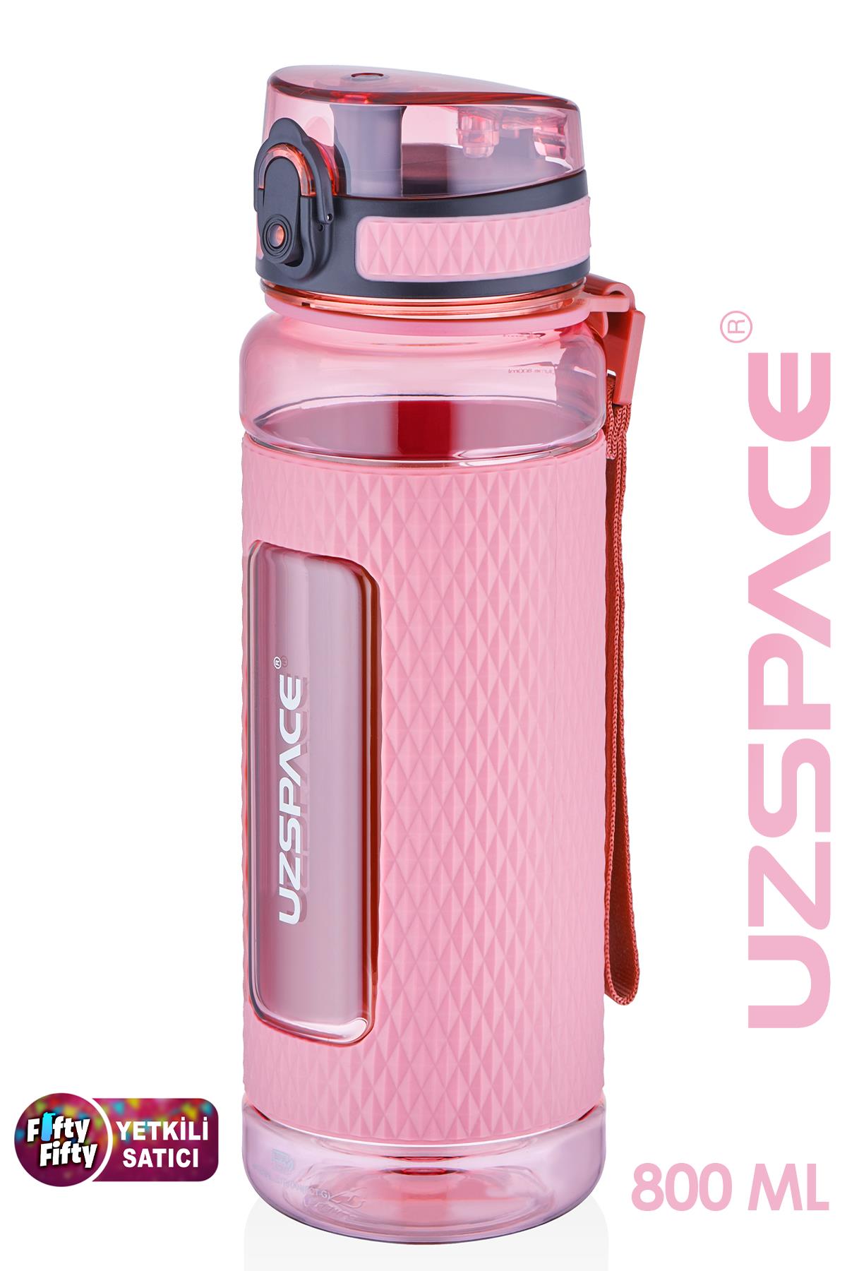 Uzspace FiftyFifty 800ml -BÜYÜK BOY- Tritan Su Matarası Silikon Korumalı Kaydırmaz Gövde
