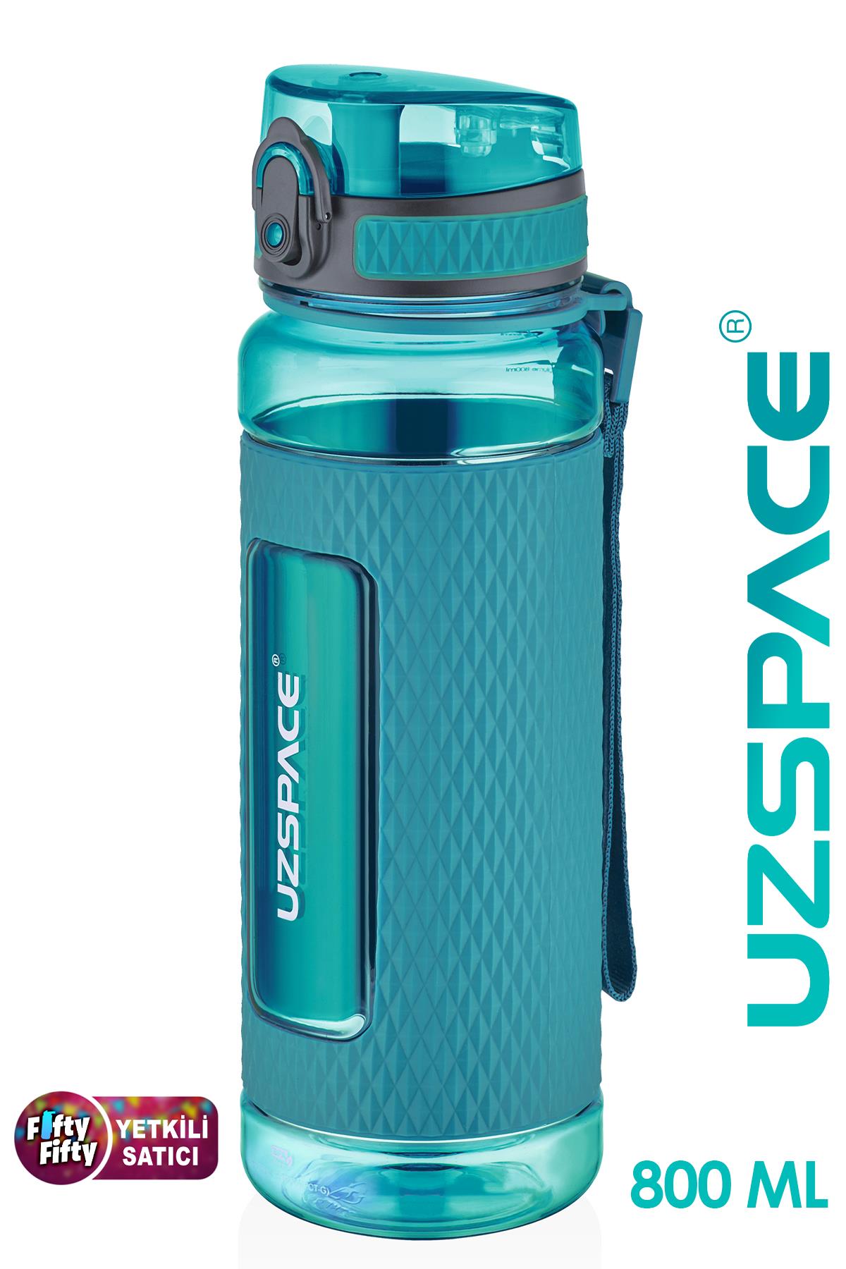 Uzspace FiftyFifty 800ml -BÜYÜK BOY- Tritan Su Matarası Silikon Korumalı Kaydırmaz Gövde