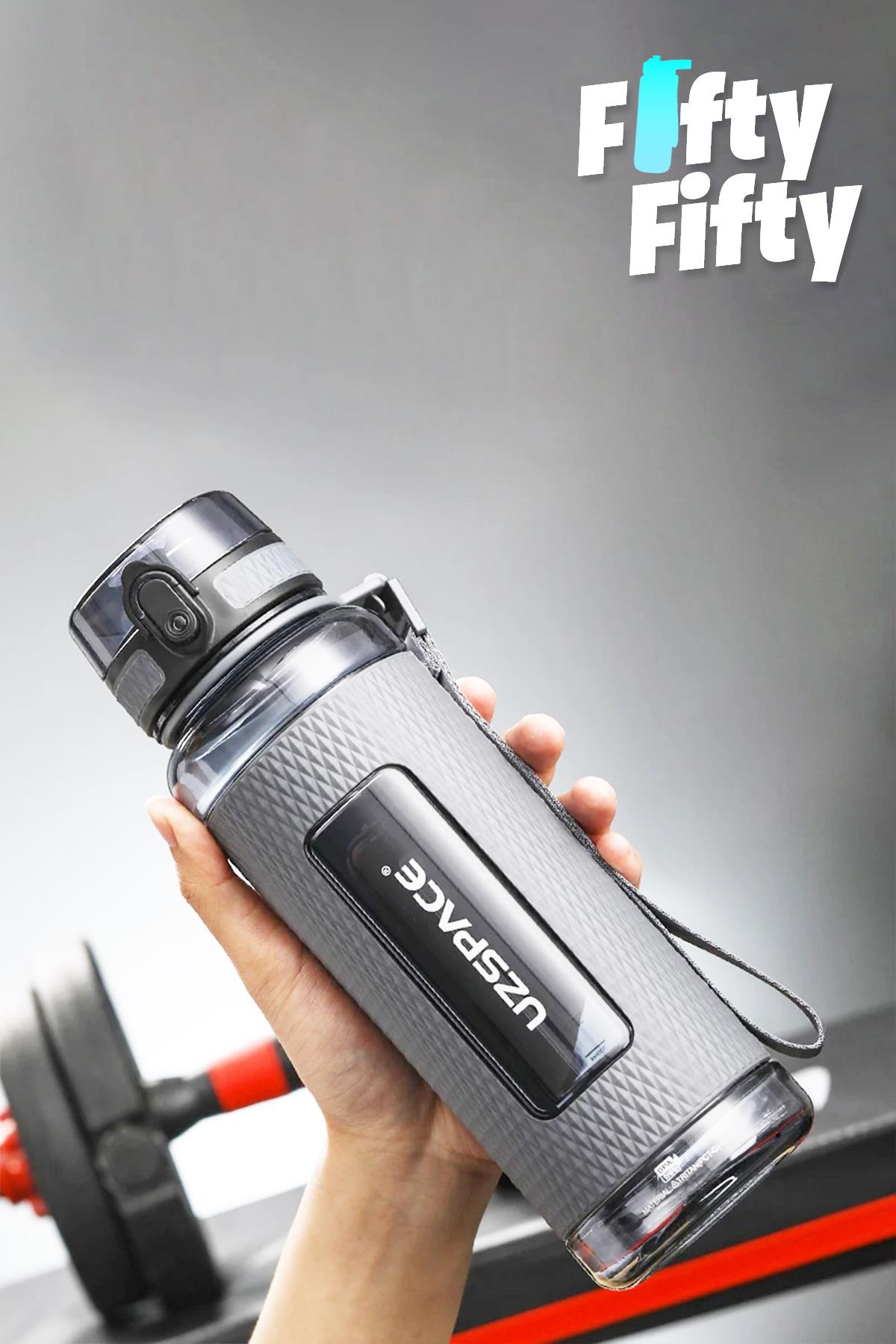 Uzspace FiftyFifty 800ml -BÜYÜK BOY- Tritan Su Matarası Silikon Korumalı Kaydırmaz Gövde