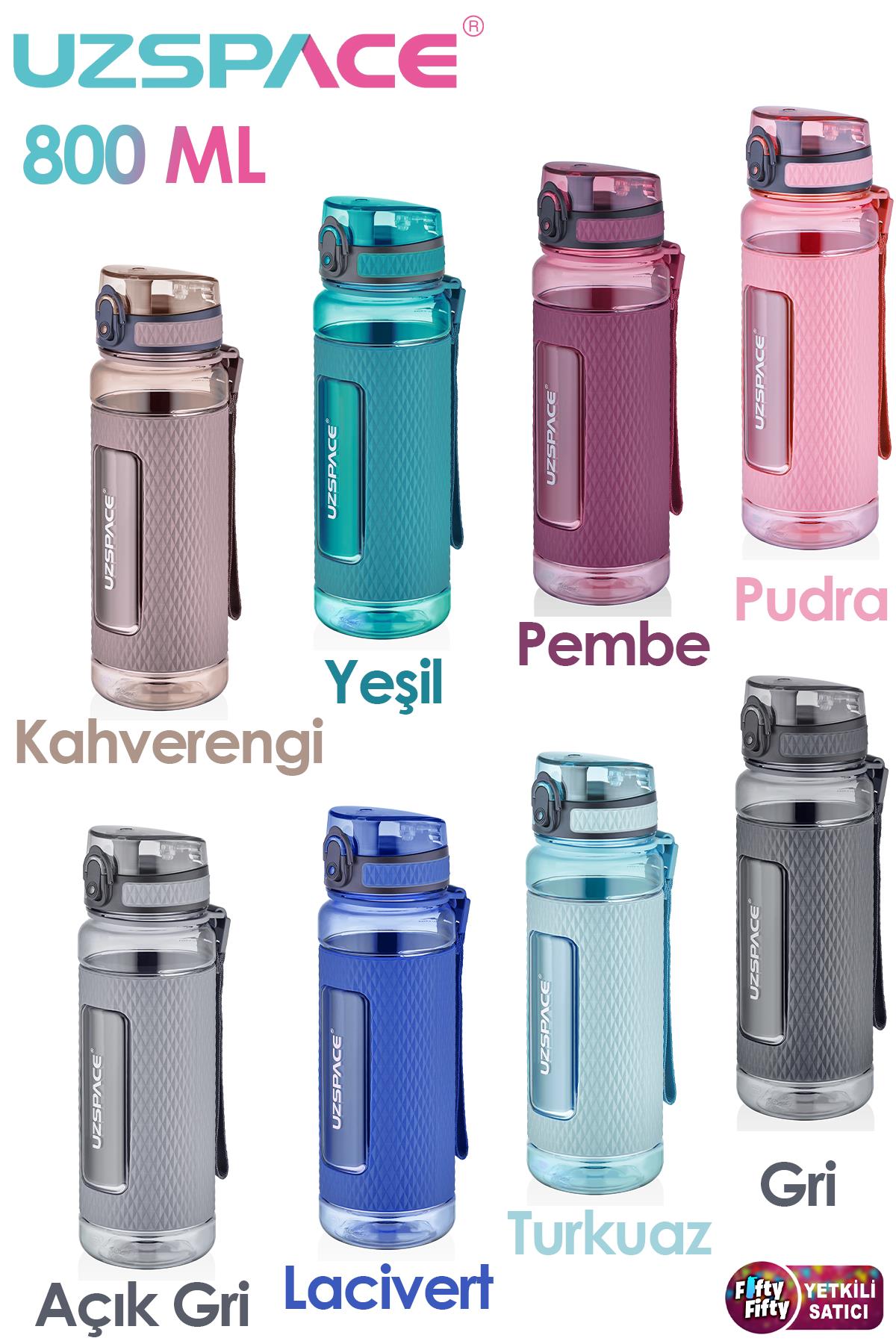 Uzspace FiftyFifty 800ml -BÜYÜK BOY- Tritan Su Matarası Silikon Korumalı Kaydırmaz Gövde
