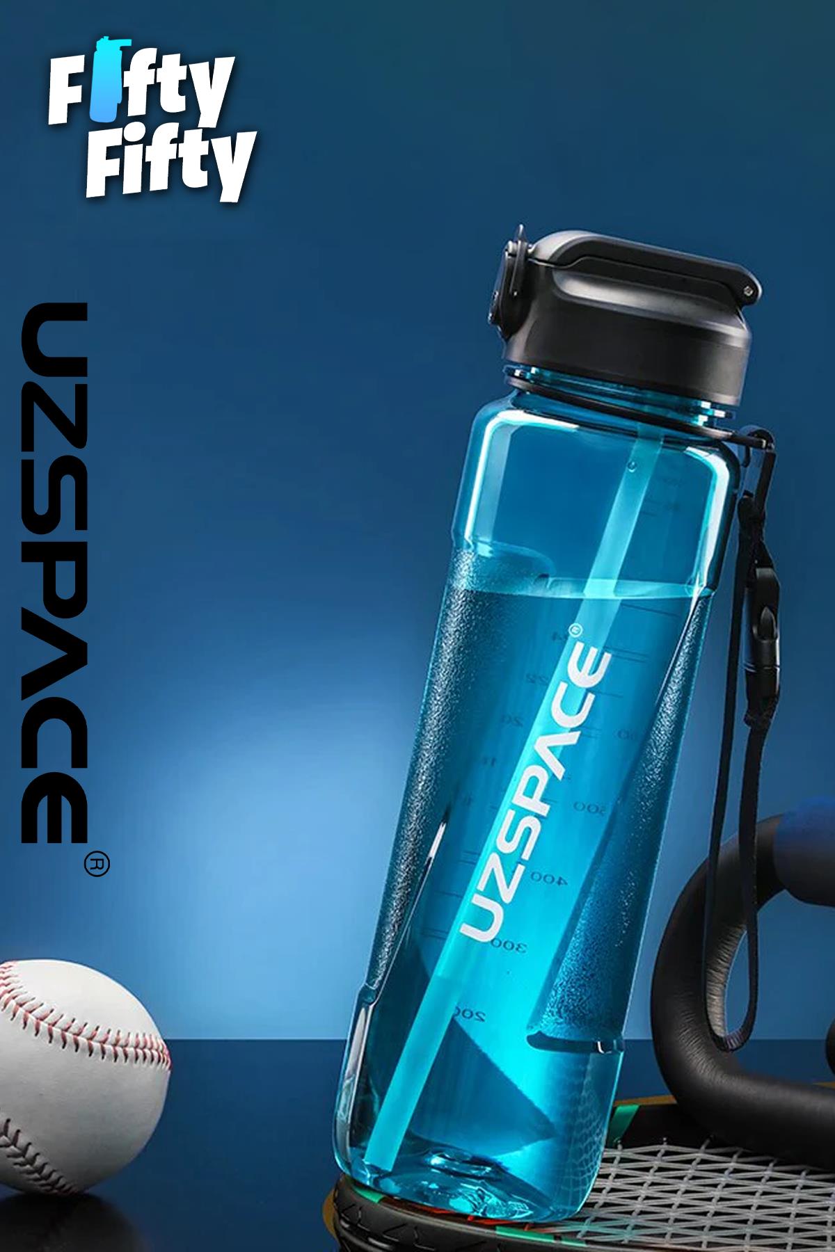 Uzspace FiftyFifty PİPETLİ 1000ml -Büyük Boy- Tritan Su Matarası 