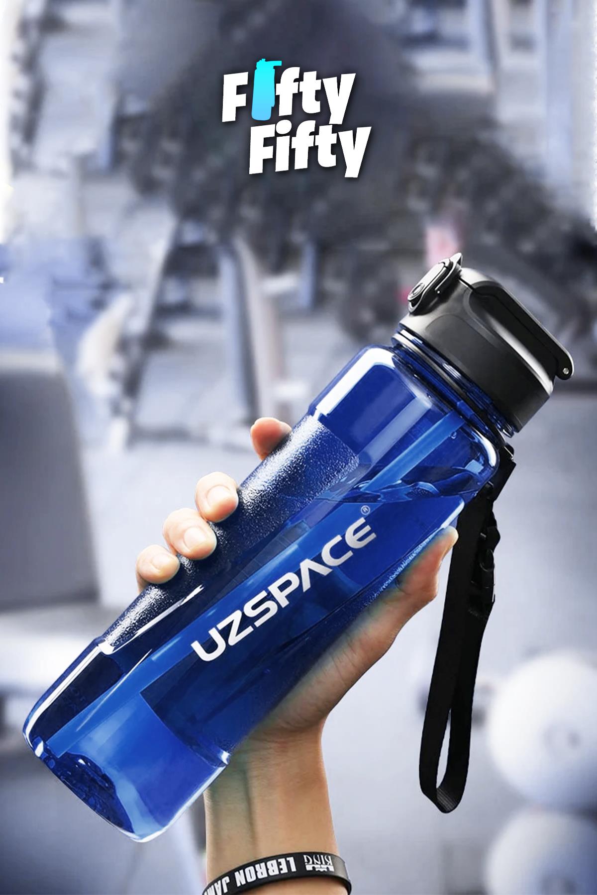 Uzspace FiftyFifty PİPETLİ 1000ml -Büyük Boy- Tritan Su Matarası 