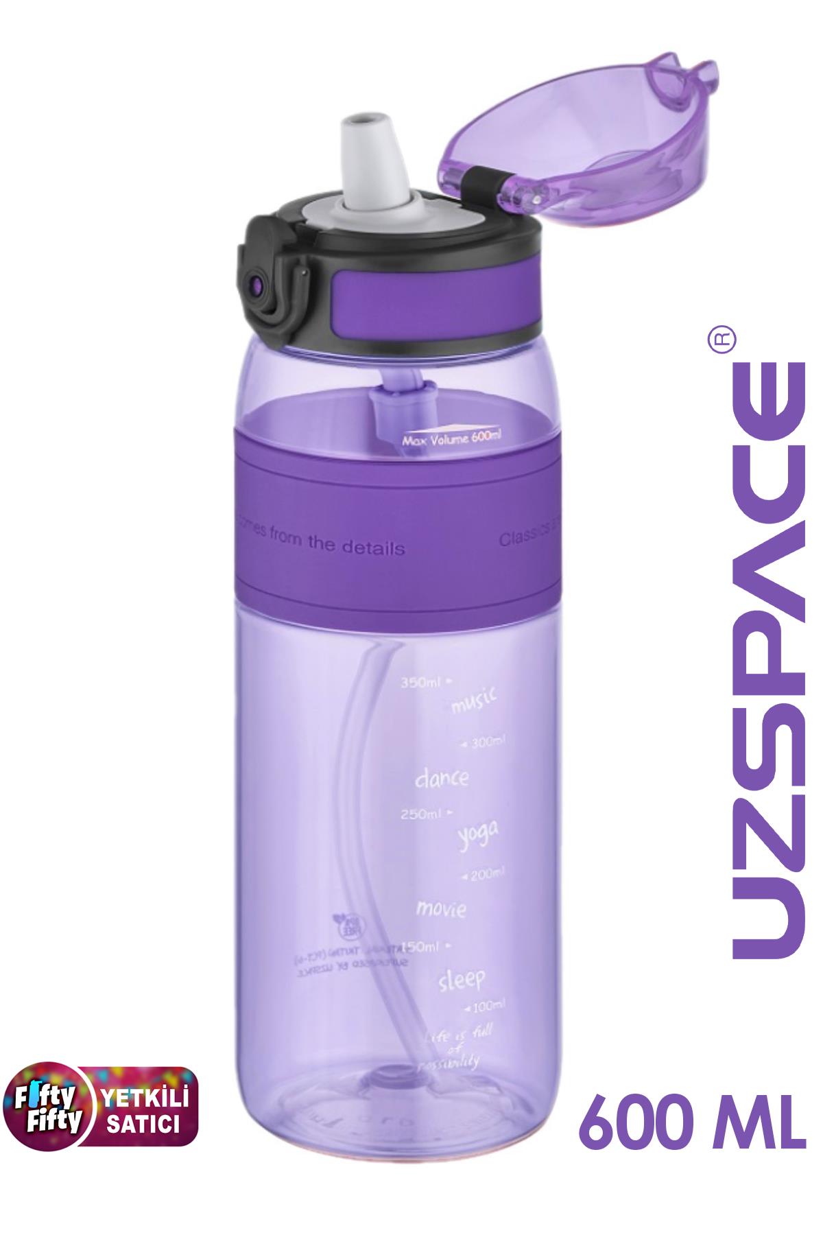 Uzspace FiftyFifty Pipetli(ısırılamaz) 600 ml Silikon Gövde Tritan Su Matarası