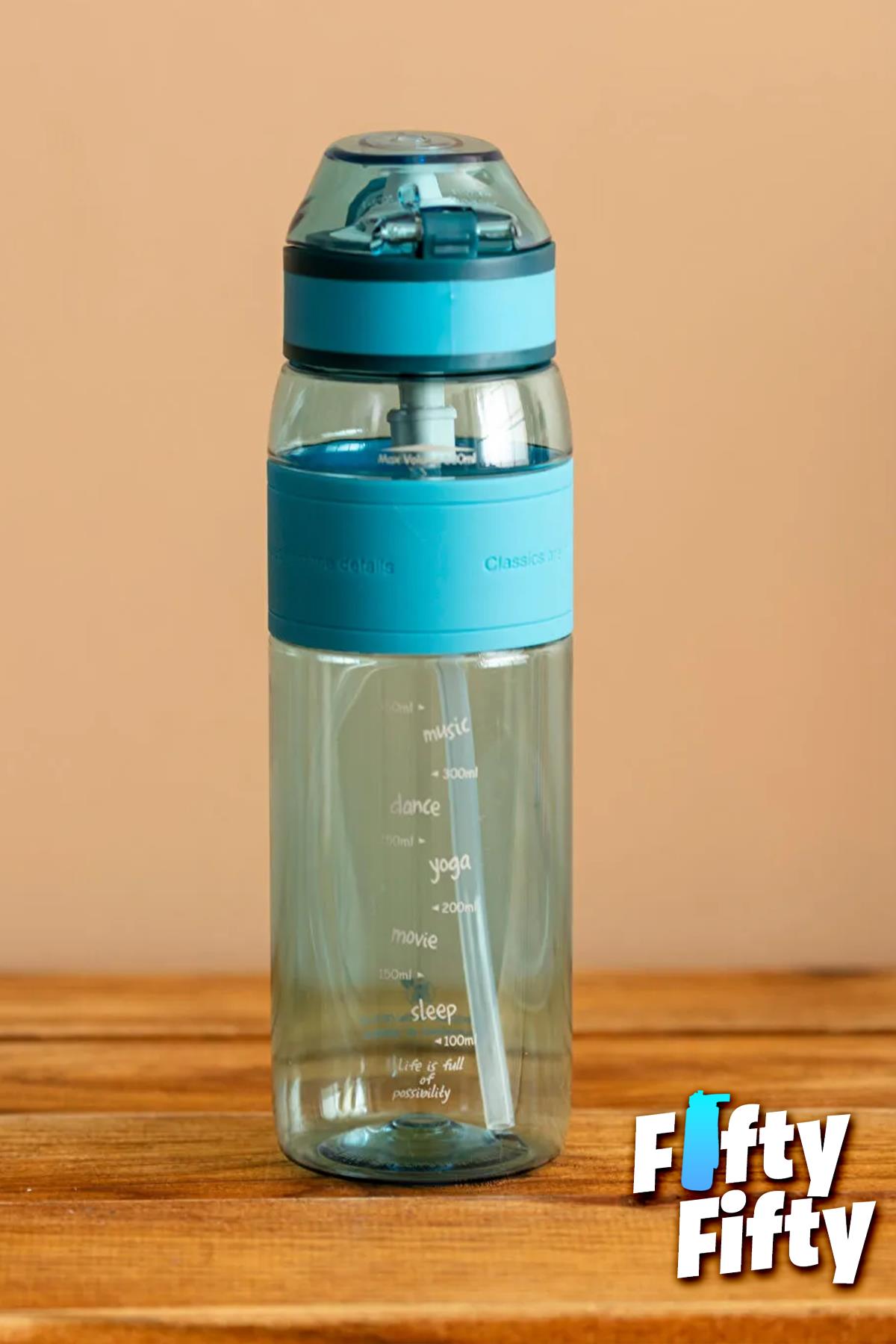 Uzspace FiftyFifty Pipetli(ısırılamaz) 600 ml Silikon Gövde Tritan Su Matarası